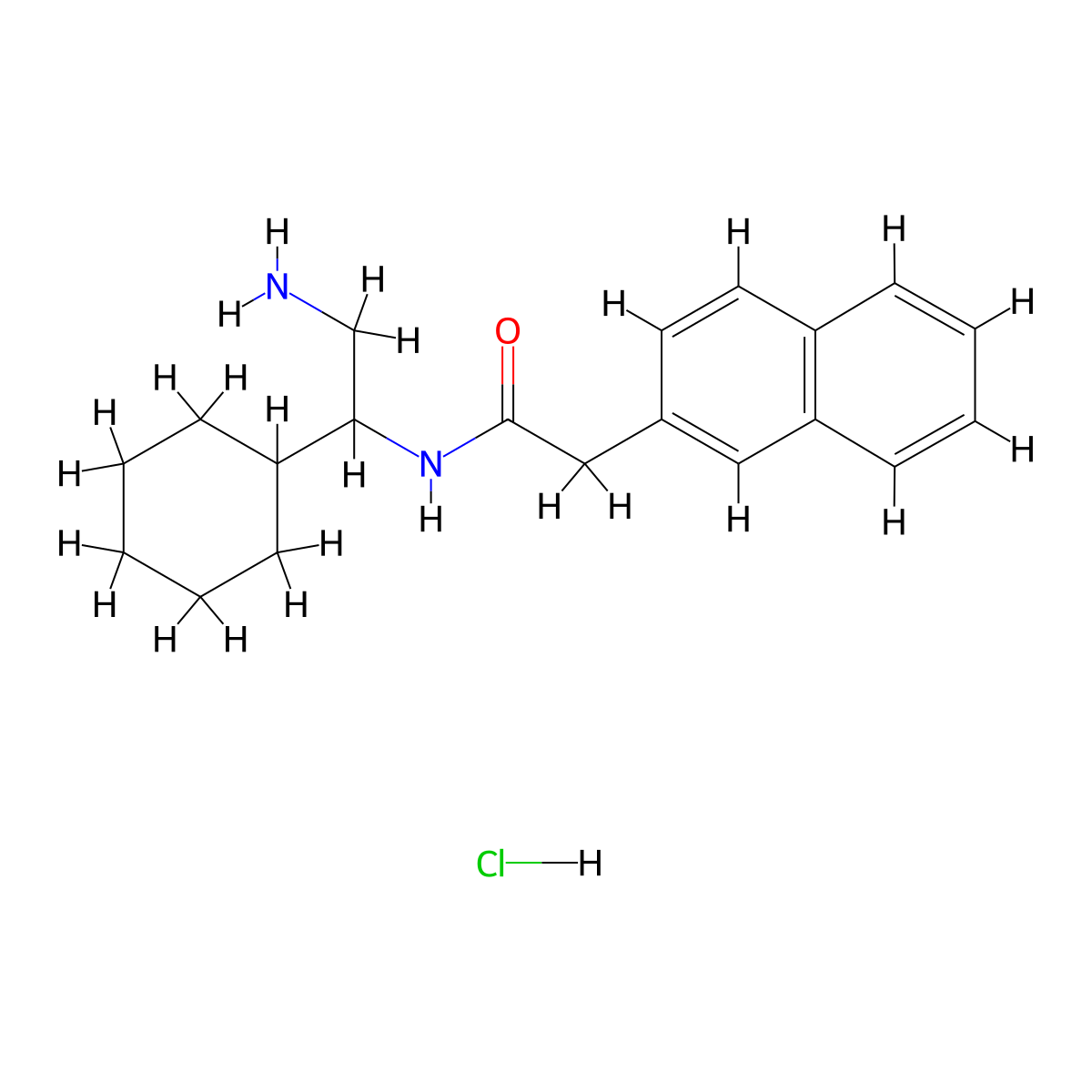 N-(2-amino-1-cyclohexylethyl)-2-(naphthalen-2-yl)acetamide hydrochloride molecular structure, CAS 1571963-41-1
