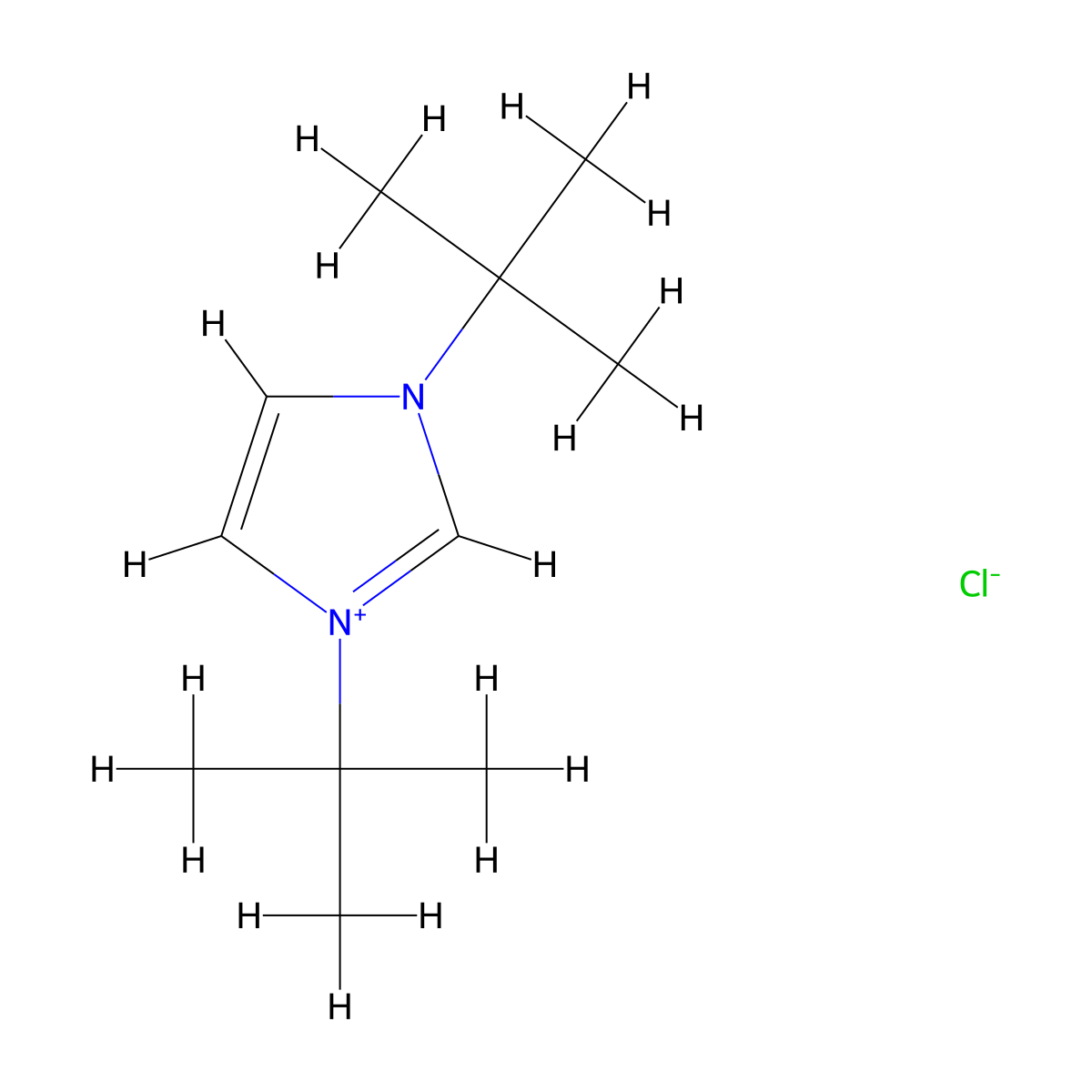 1H-Imidazolium, 1,3-bis(1,1-dimethylethyl)-, chloride (1:1) molecular structure, CAS 157197-54-1