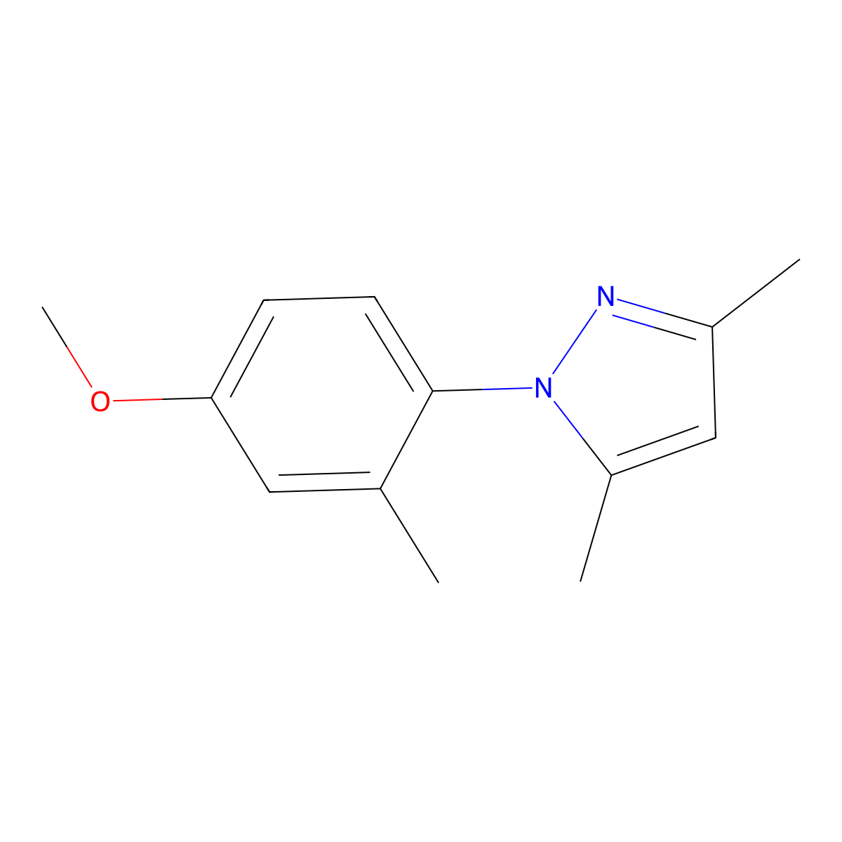1-(4-Methoxy-2-methylphenyl)-3,5-dimethyl-1H-pyrazole molecular structure, CAS 1572047-05-2