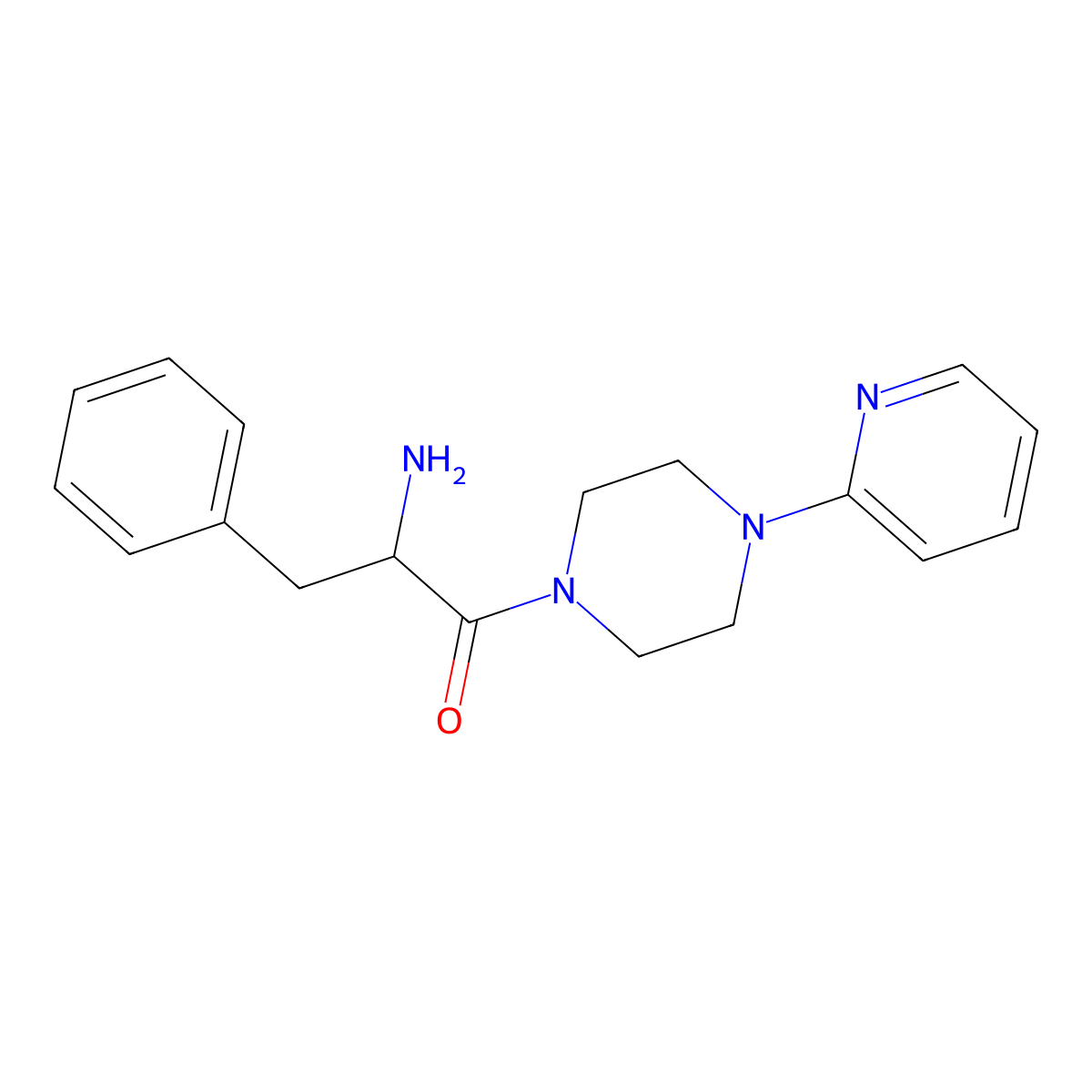 2-Amino-3-phenyl-1-[4-(pyridin-2-yl)piperazin-1-yl]propan-1-one molecular structure, CAS 1572133-03-9