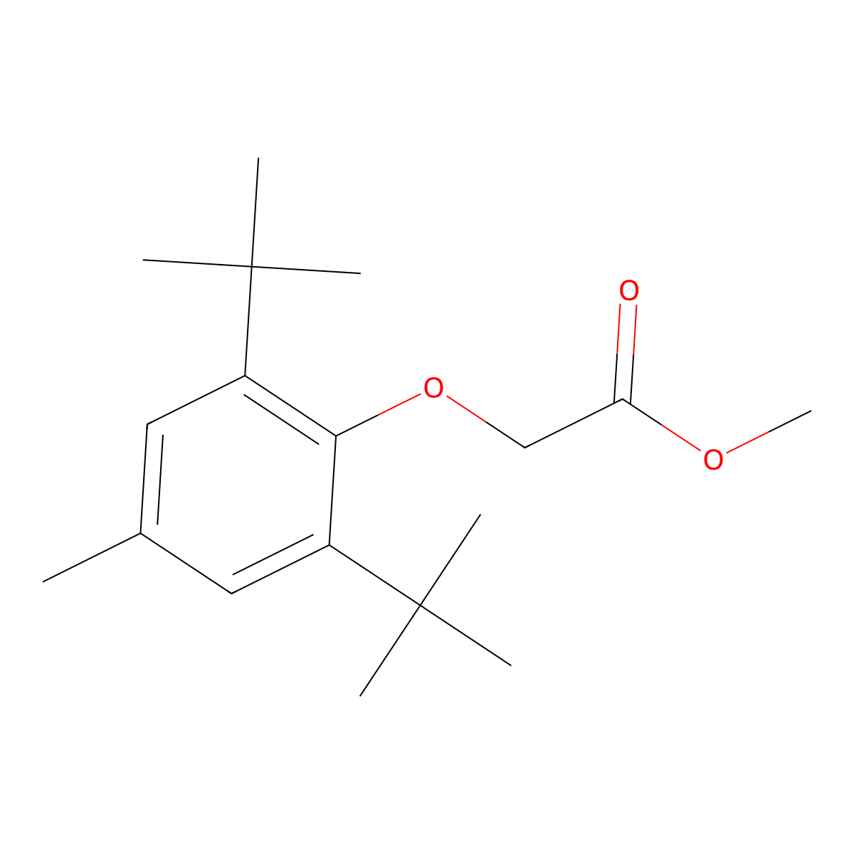 Methyl (2,6-di-tert-butyl-4-methylphenoxy)acetate molecular structure, CAS 1572184-69-0