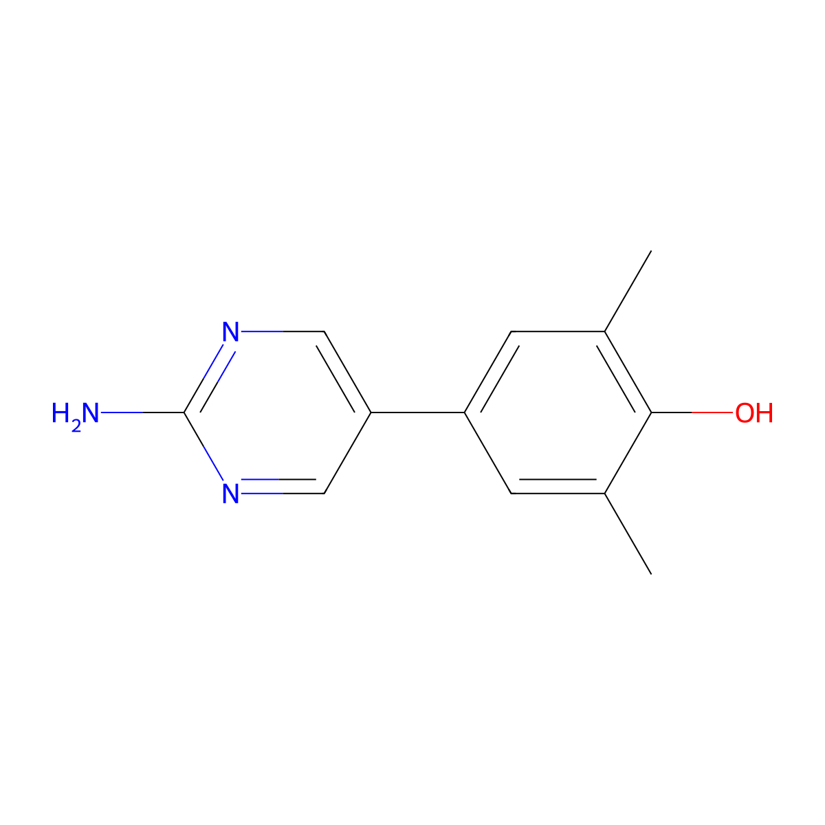 4-(2-Amino-5-pyrimidinyl)-2,6-dimethylphenol molecular structure, CAS 1572185-36-4