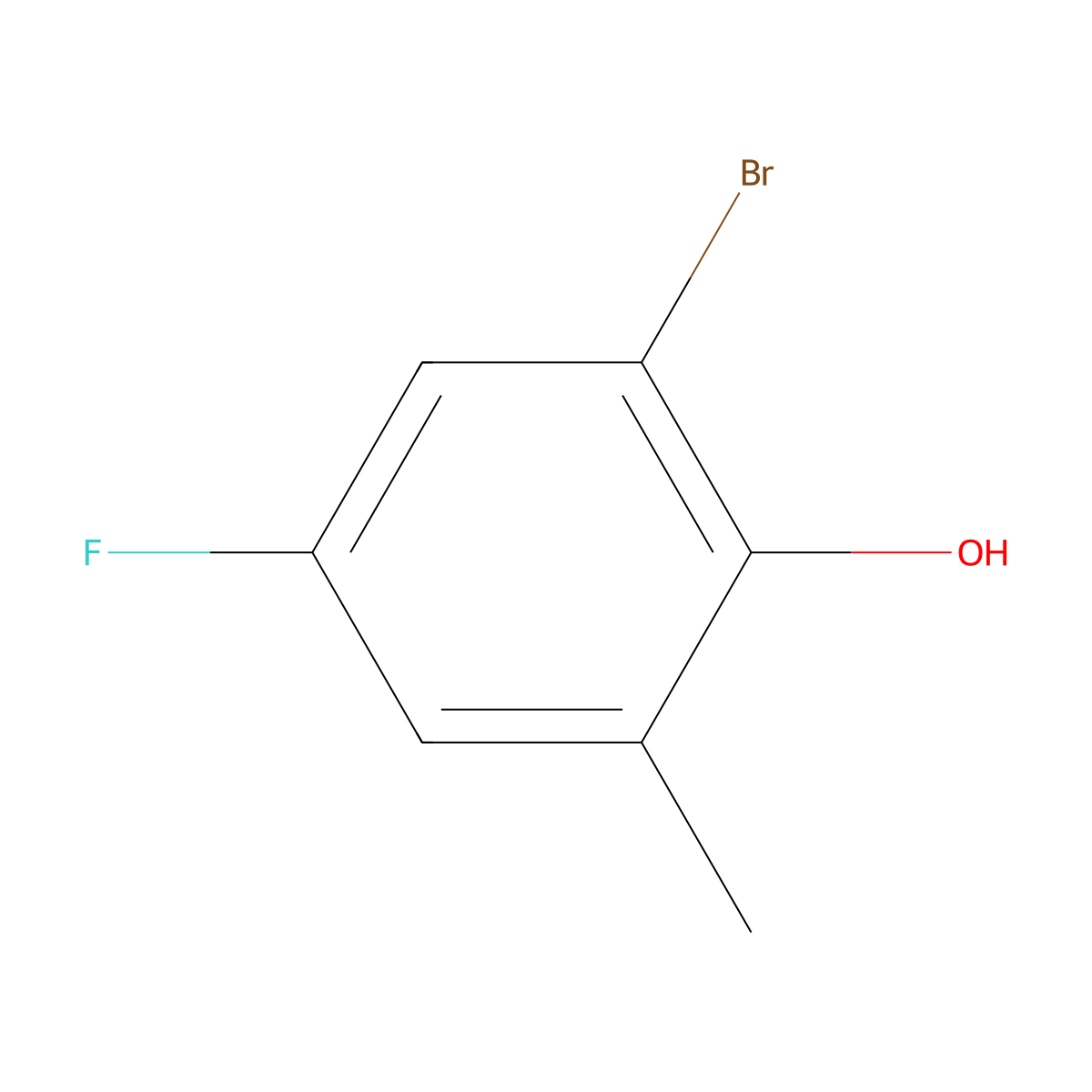 2-Bromo-4-fluoro-6-methylphenol molecular structure, CAS 1572185-50-2