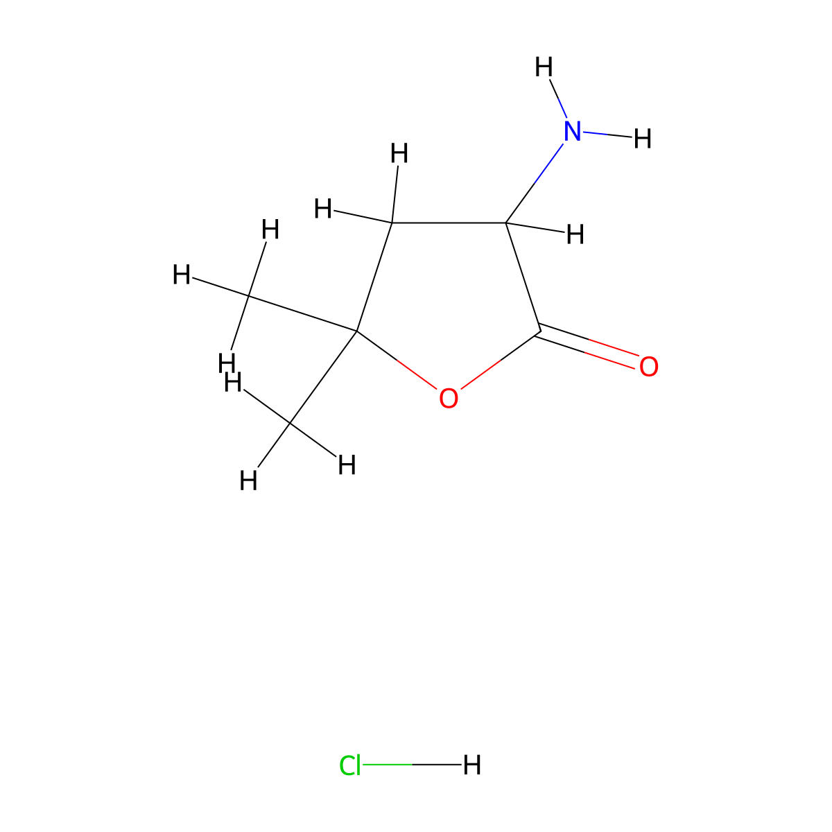 3-Amino-5,5-dimethyloxolan-2-one hydrochloride molecular structure, CAS 15722-67-5