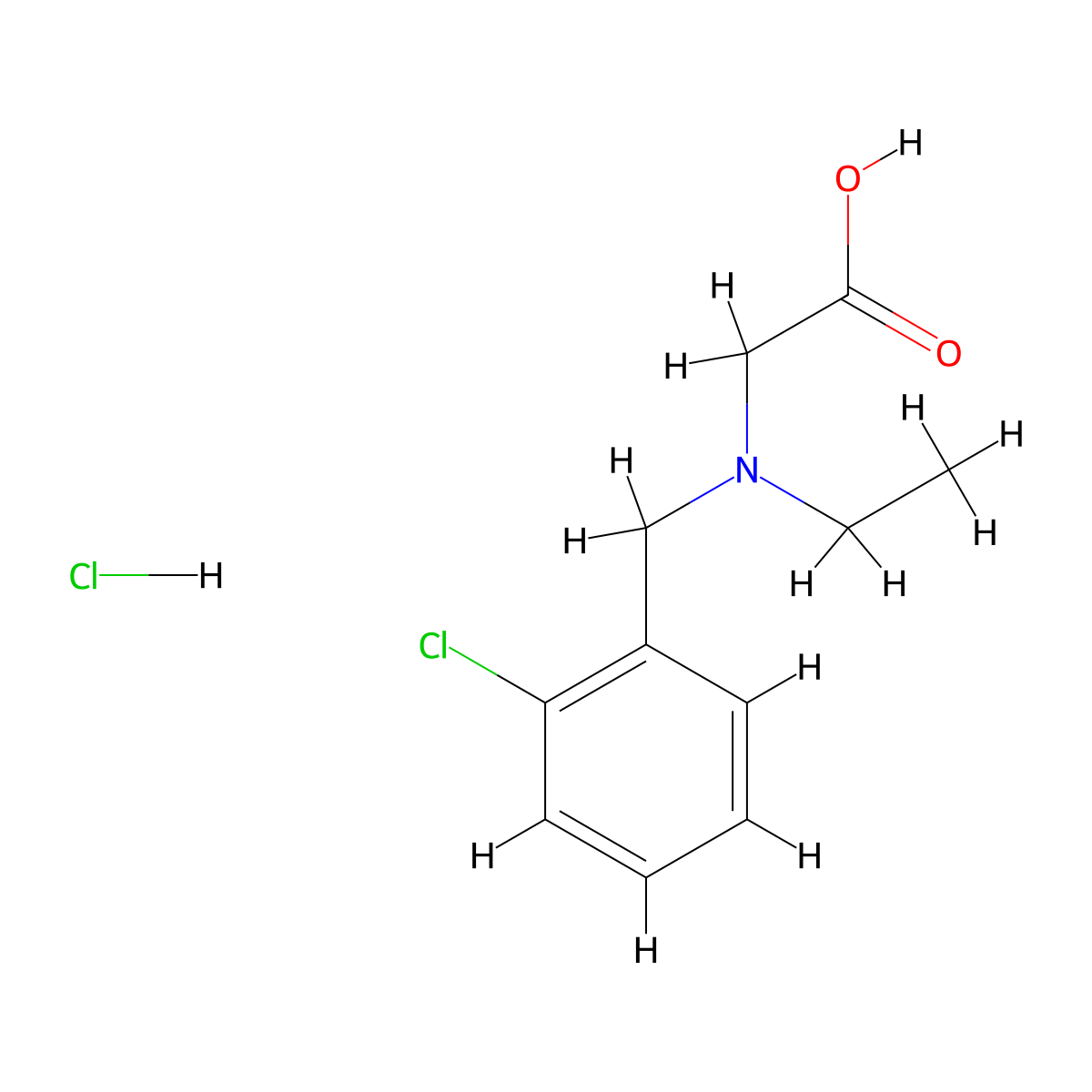 2-(((2-Chlorophenyl)methyl)(ethyl)amino)acetic acid hydrochloride molecular structure, CAS 1572282-39-3