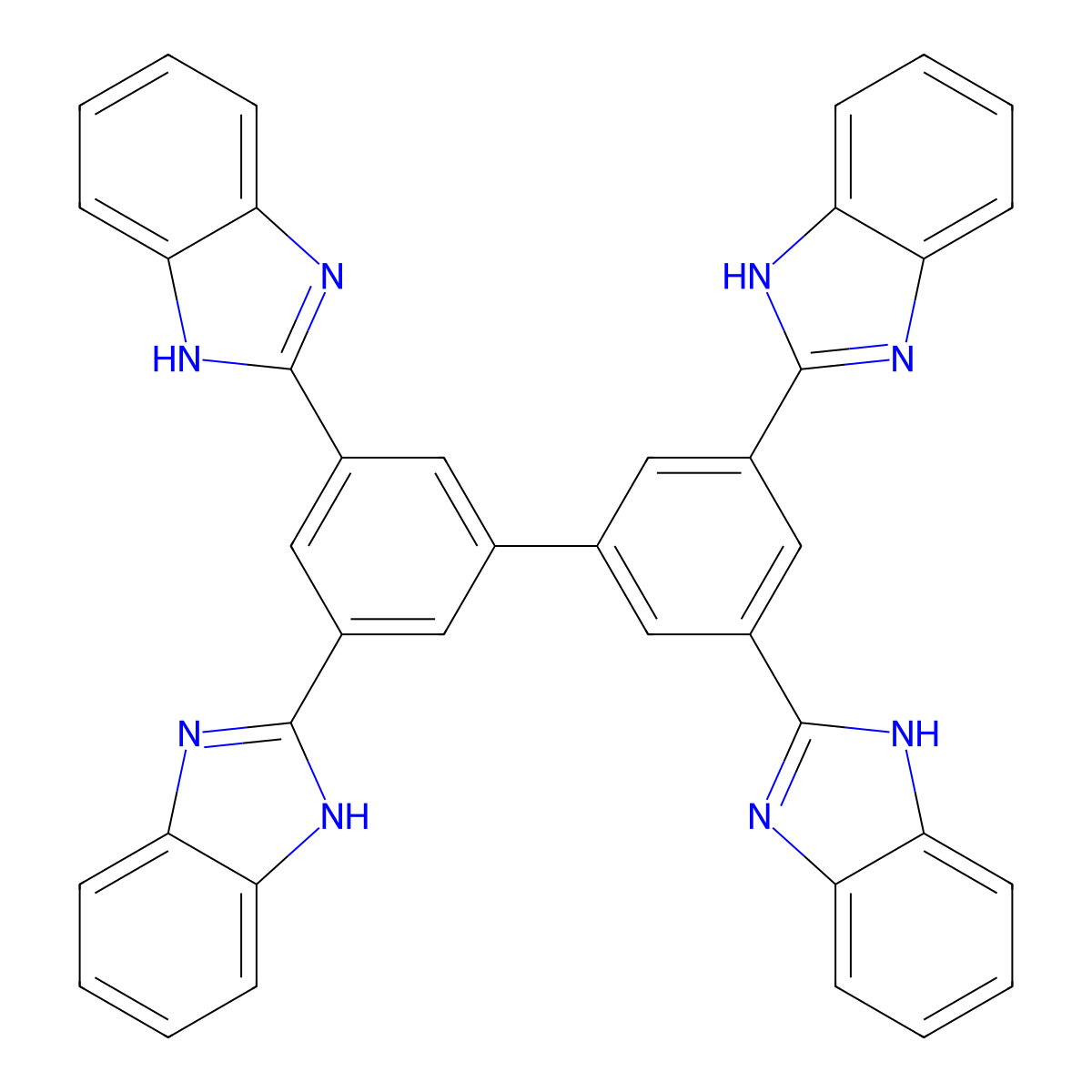 3,3',5,5'-Tetrakis(1H-benzo[d]imidazol-2-yl)-1,1'-biphenyl molecular structure, CAS 1572338-07-8