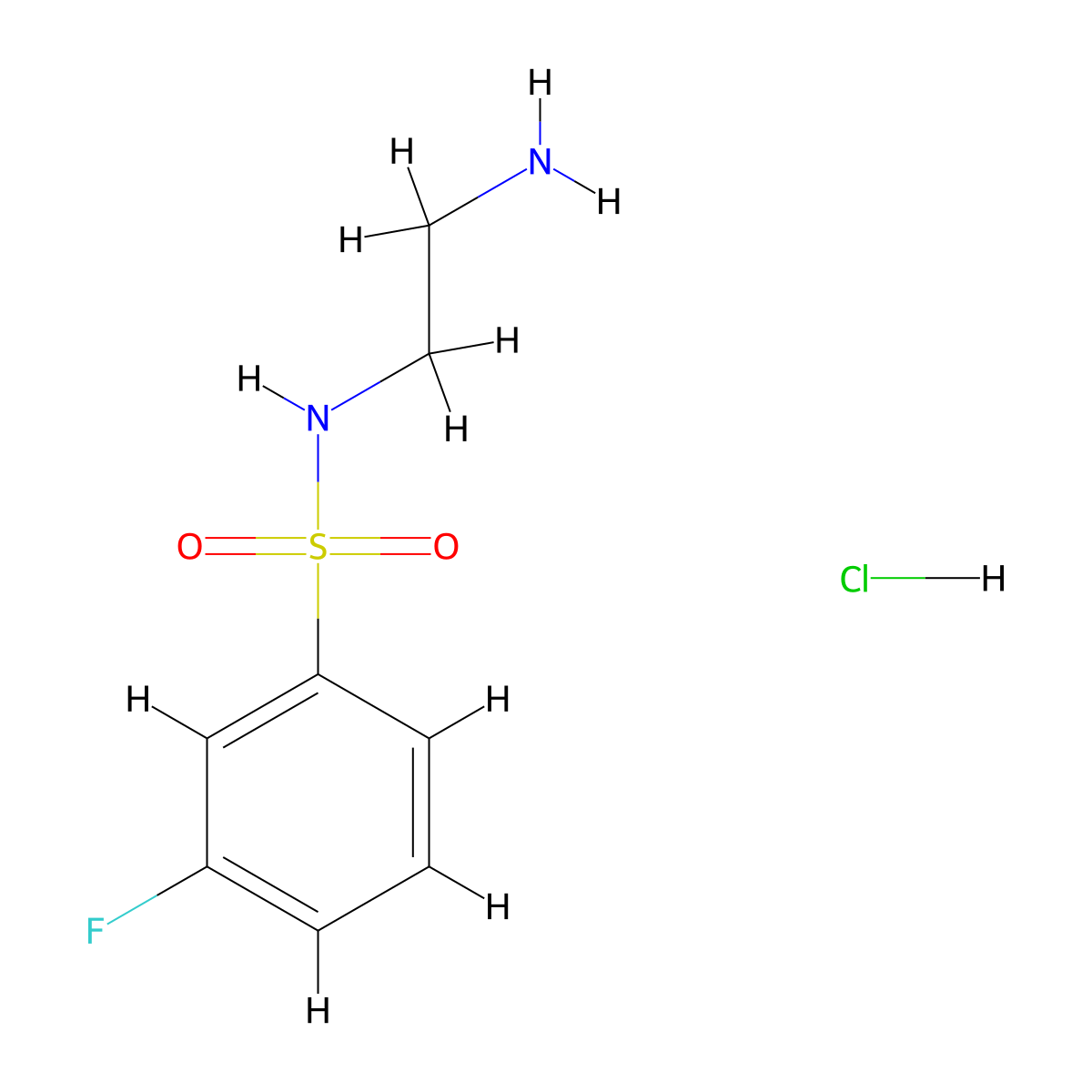 N-(2-aminoethyl)-3-fluorobenzene-1-sulfonamidehydrochloride molecular structure, CAS 1572340-10-3