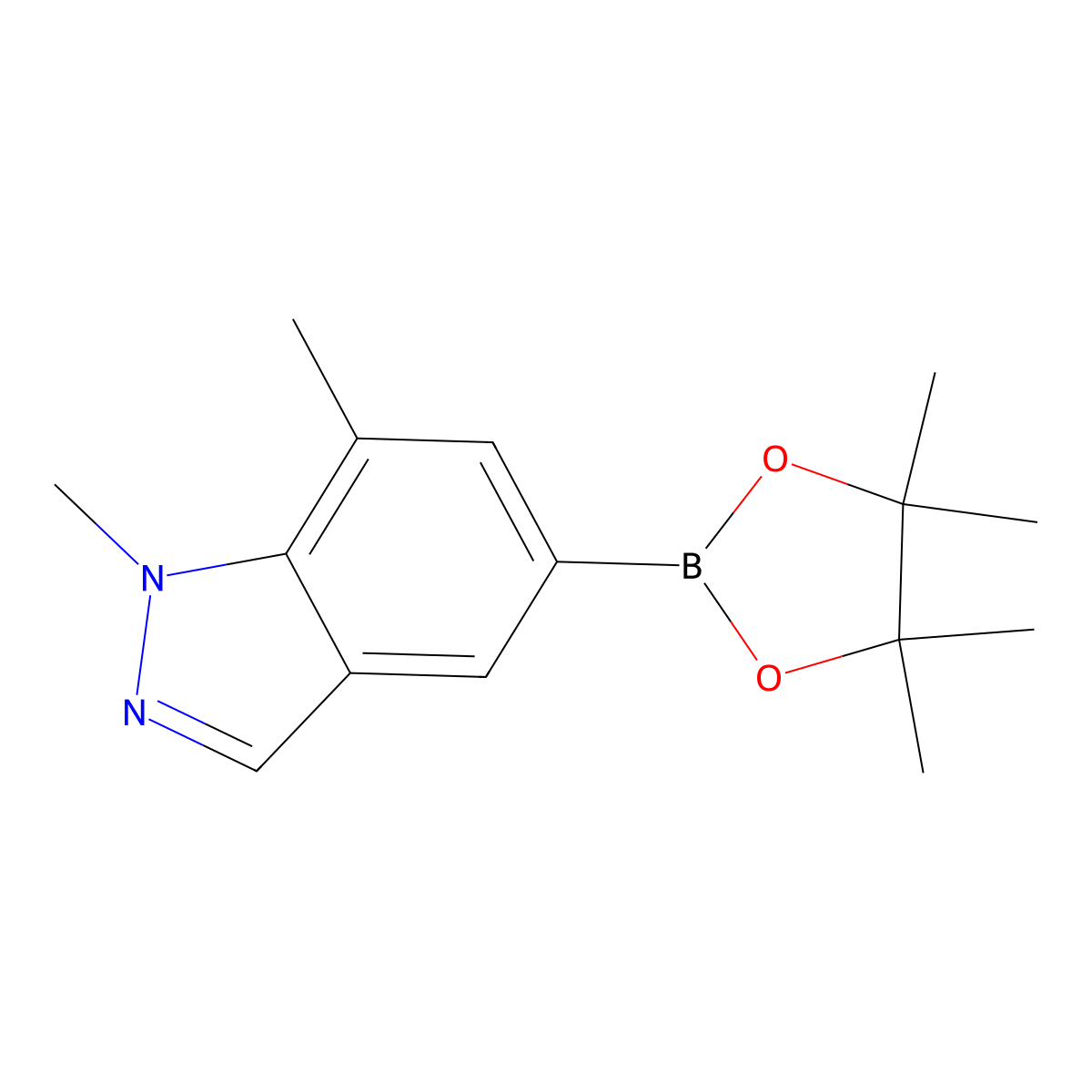 1,7-dimethyl-5-(4,4,5,5-tetramethyl-1,3,2-dioxaborolan-2-yl)-1H-indazole molecular structure, CAS 1572397-96-6