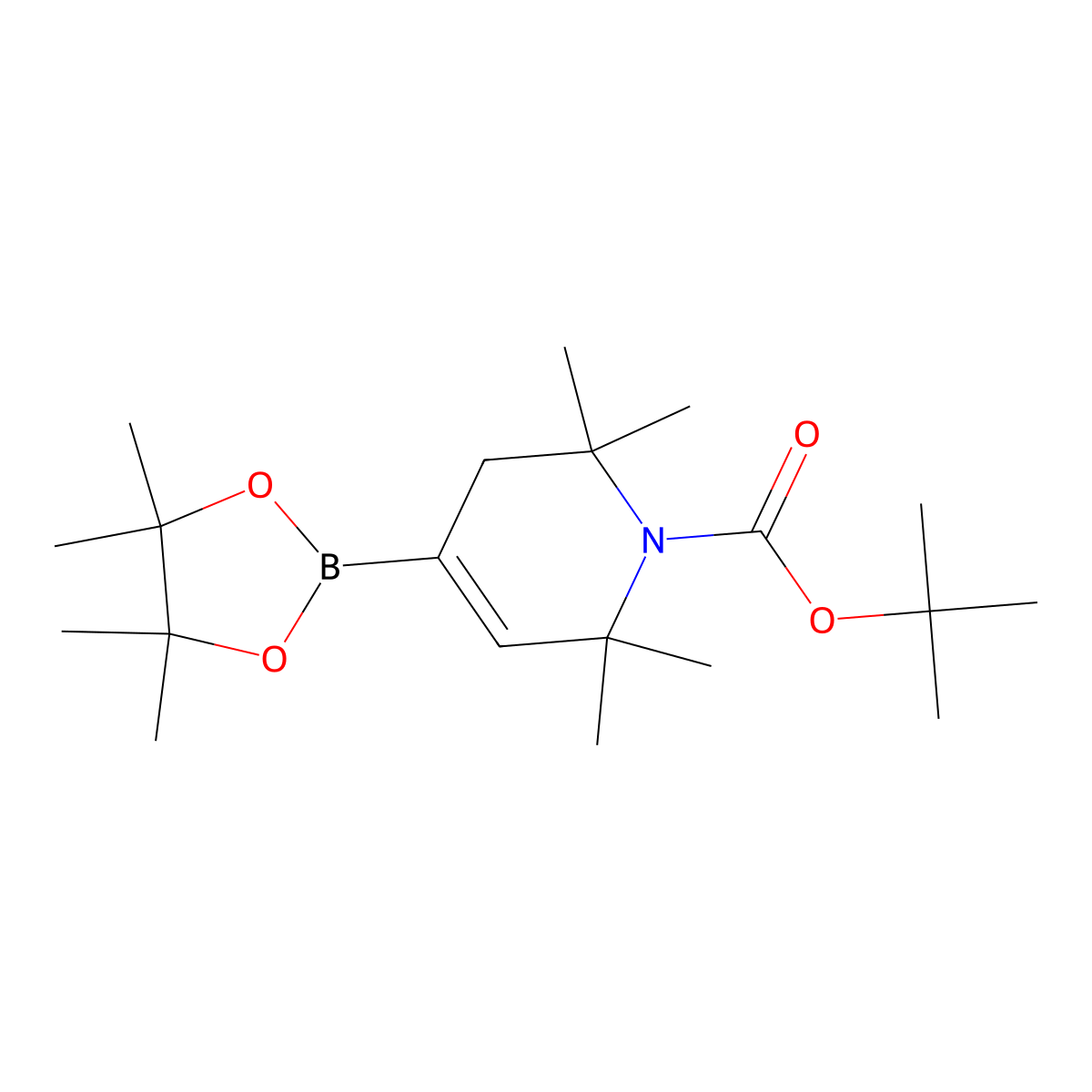 1-Boc-2,2,6,6-tetramethyl-1,2,3,6-tetrahydro-4-pyridine-boronic acid pinacol ester molecular structure, CAS 1572398-20-9