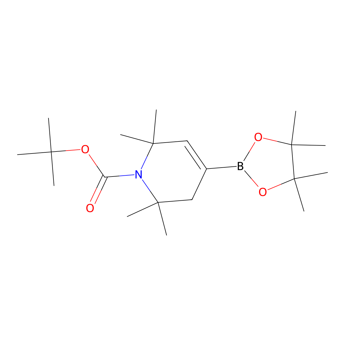 1-Boc-2,2,6,6-tetramethyl-1,2,3,6-tetrahydro-4-pyridine-boronic acid pinacol ester molecular structure, CAS 1572398-20-9