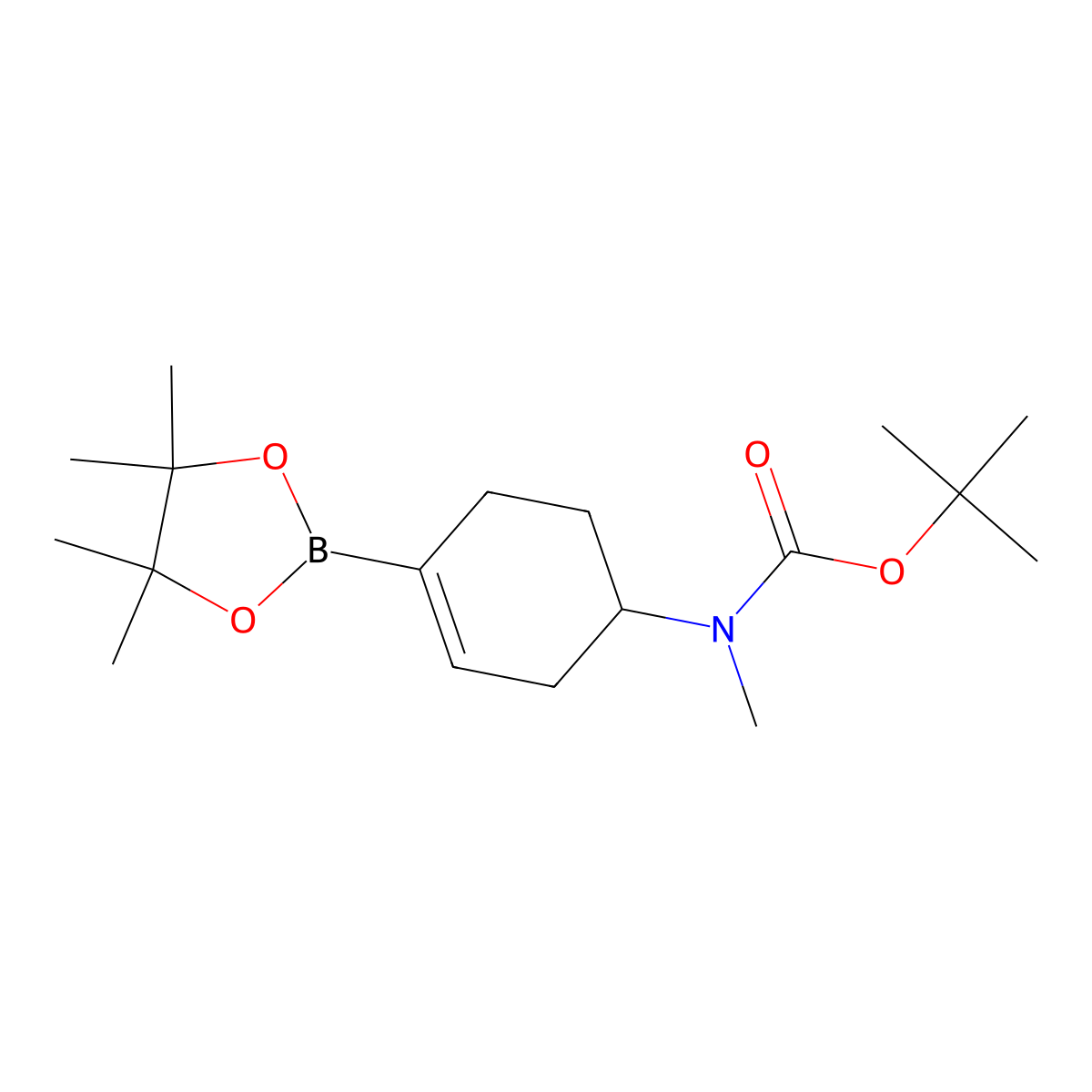 tert-butyl N-methyl-N-(4-(4,4,5,5-tetramethyl-1,3,2-dioxaborolan-2-yl)cyclohex-3-en-1-yl)carbamate molecular structure, CAS 1572399-64-4