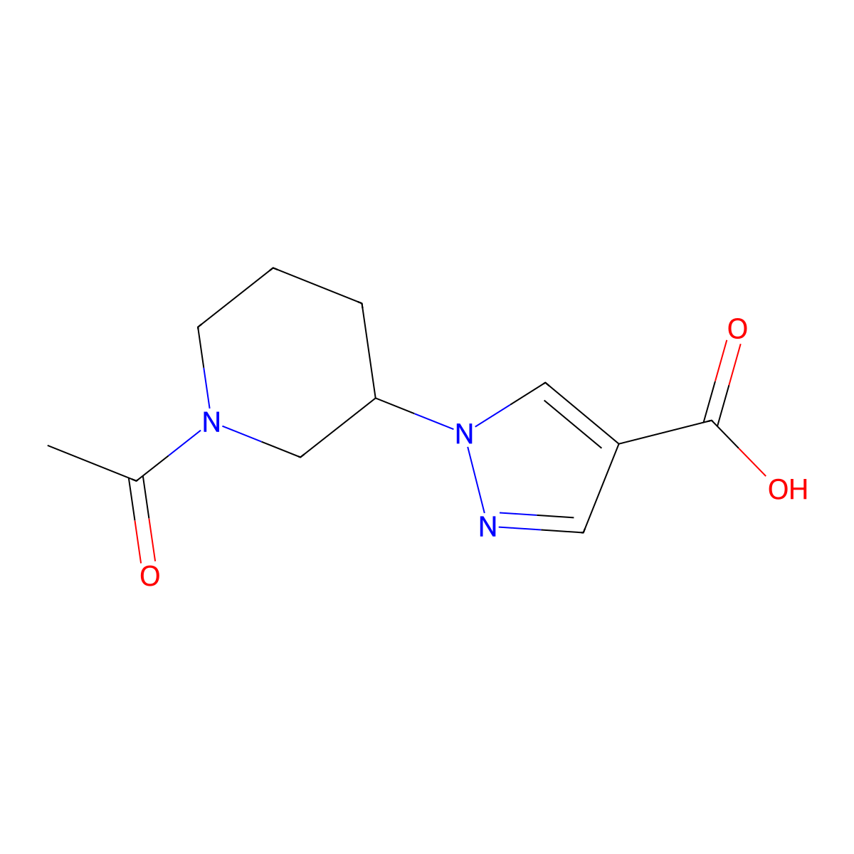 1-(1-acetylpiperidin-3-yl)-1H-pyrazole-4-carboxylic acid molecular structure, CAS 1572408-84-4