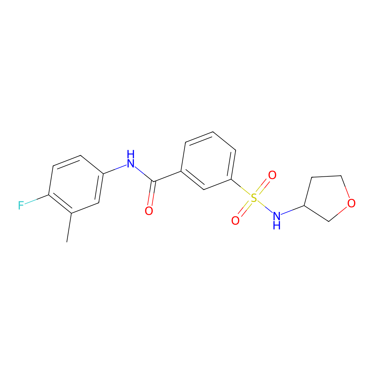(S)-N-(4-fluoro-3-methylphenyl)-3-(N-(tetrahydrofuran-3-yl)sulfamoyl)benzamide molecular structure, CAS 1572510-42-9