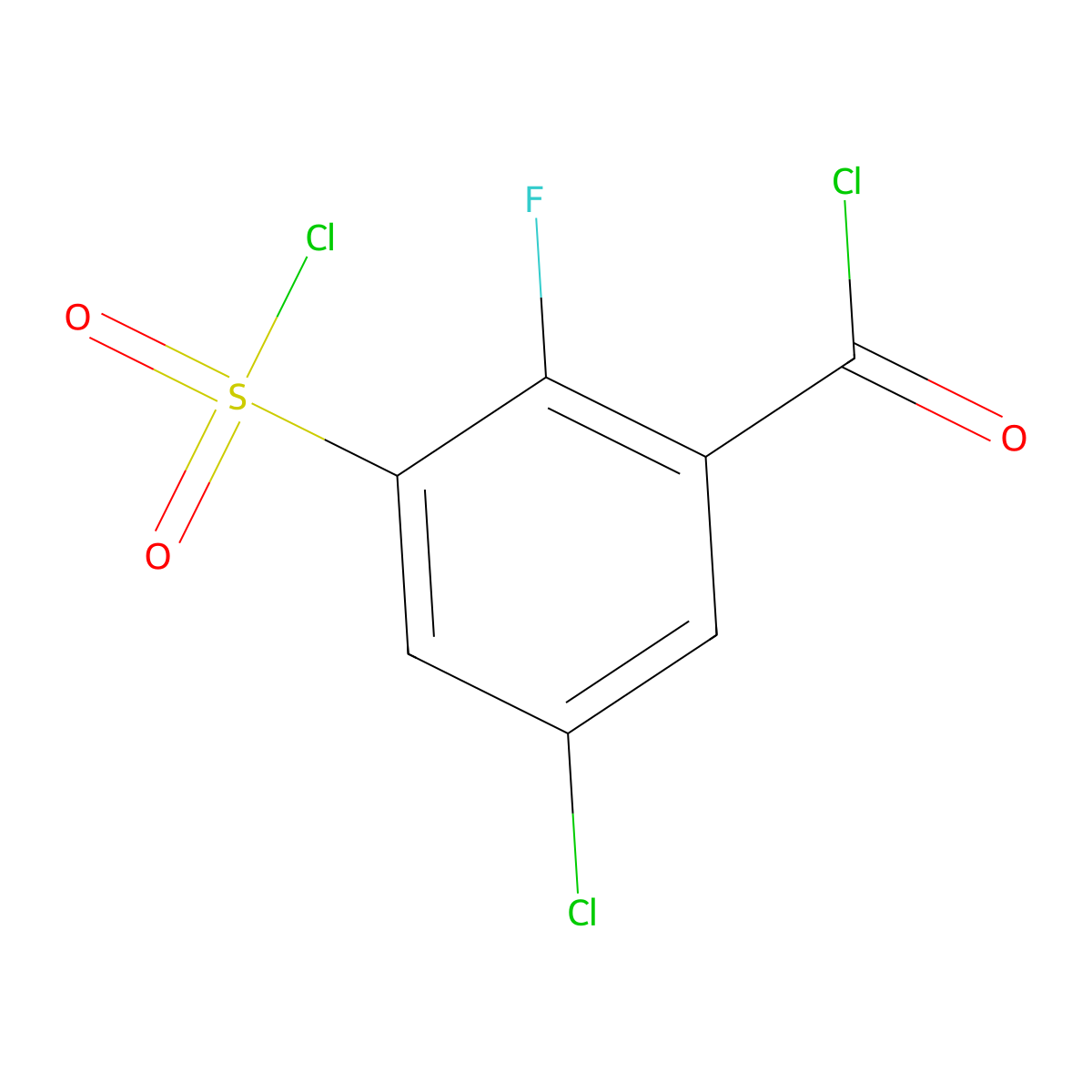 5-Chloro-3-(chlorosulfonyl)-2-fluorobenzoyl chloride molecular structure, CAS 1572516-04-1