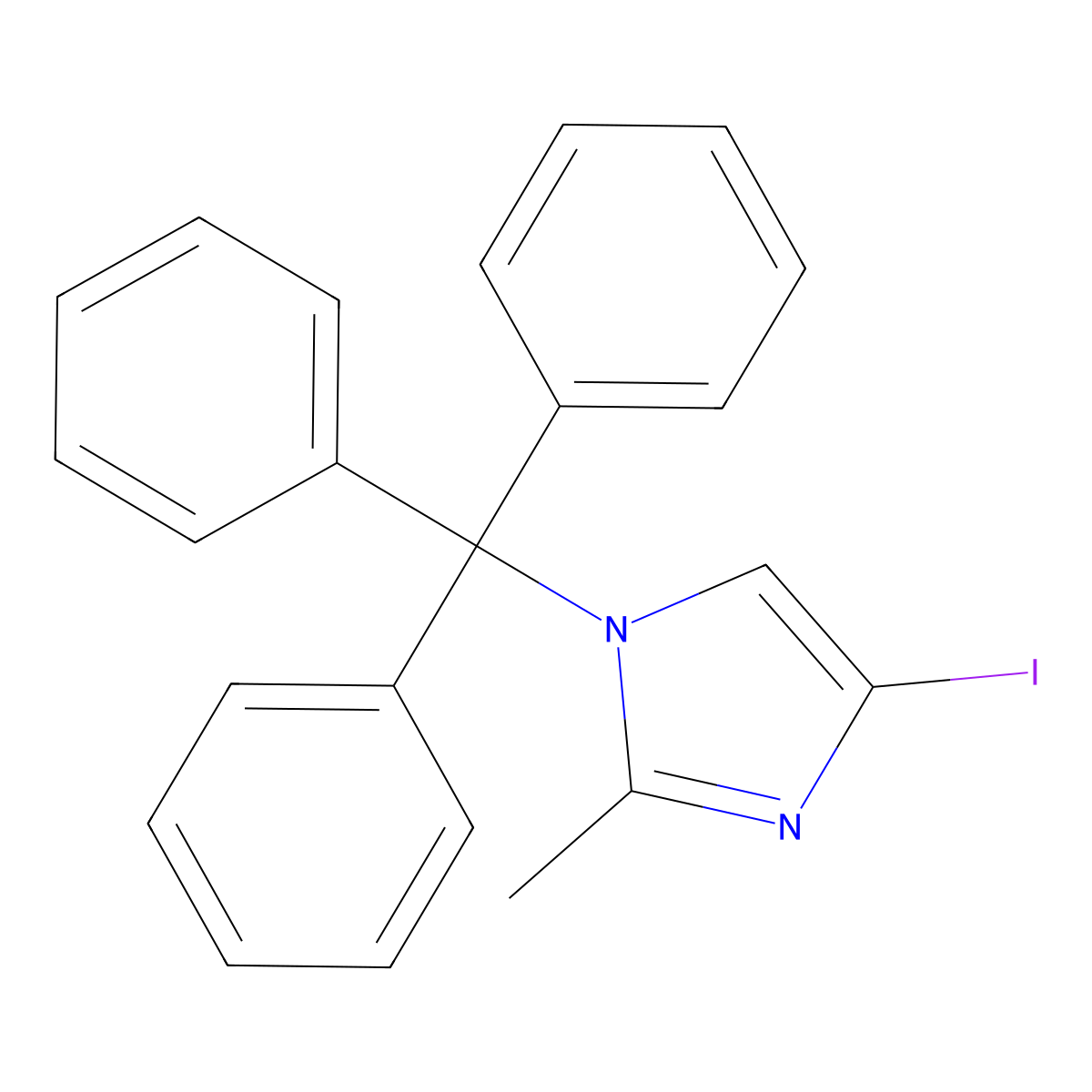 4-iodo-2-methyl-1-trityl-1H-imidazole molecular structure, CAS 157255-72-6