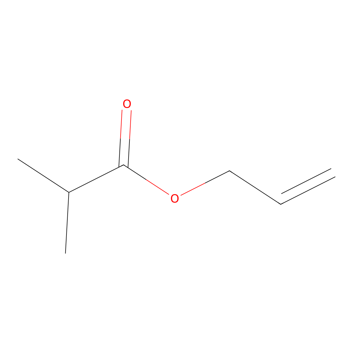Allyl isobutyrate molecular structure, CAS 15727-77-2