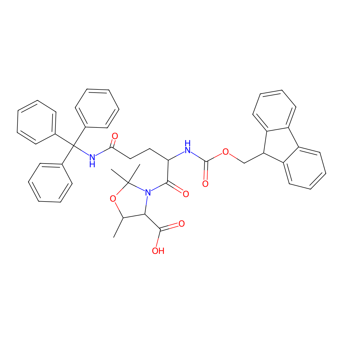 Fmoc-Gln(Trt)-Thr(Psi(Me,Me)pro)-OH molecular structure, CAS 1572725-72-4