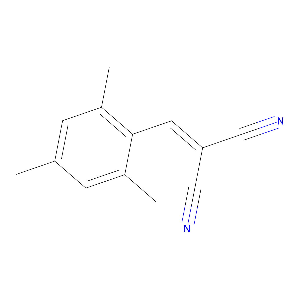 2-[(2,4,6-Trimethylphenyl)methylene]propanedinitrile molecular structure, CAS 15728-35-5