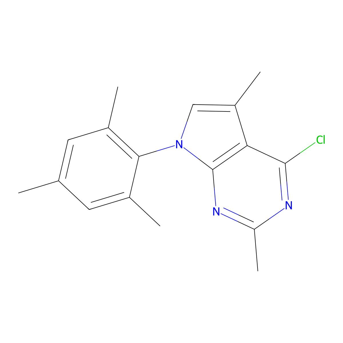 4-Chloro-7-mesityl-2,5-dimethyl-7H-pyrrolo[2,3-d]pyrimidine molecular structure, CAS 157286-81-2