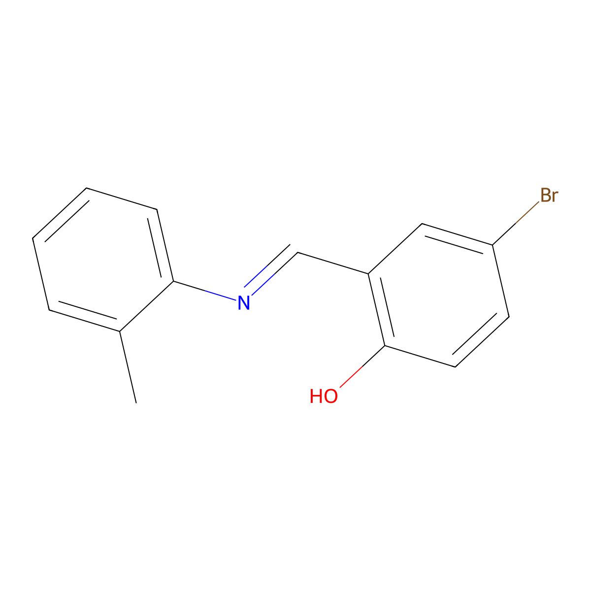 4-Bromo-2-(O-tolylimino-methyl)-phenol molecular structure, CAS 15729-56-3