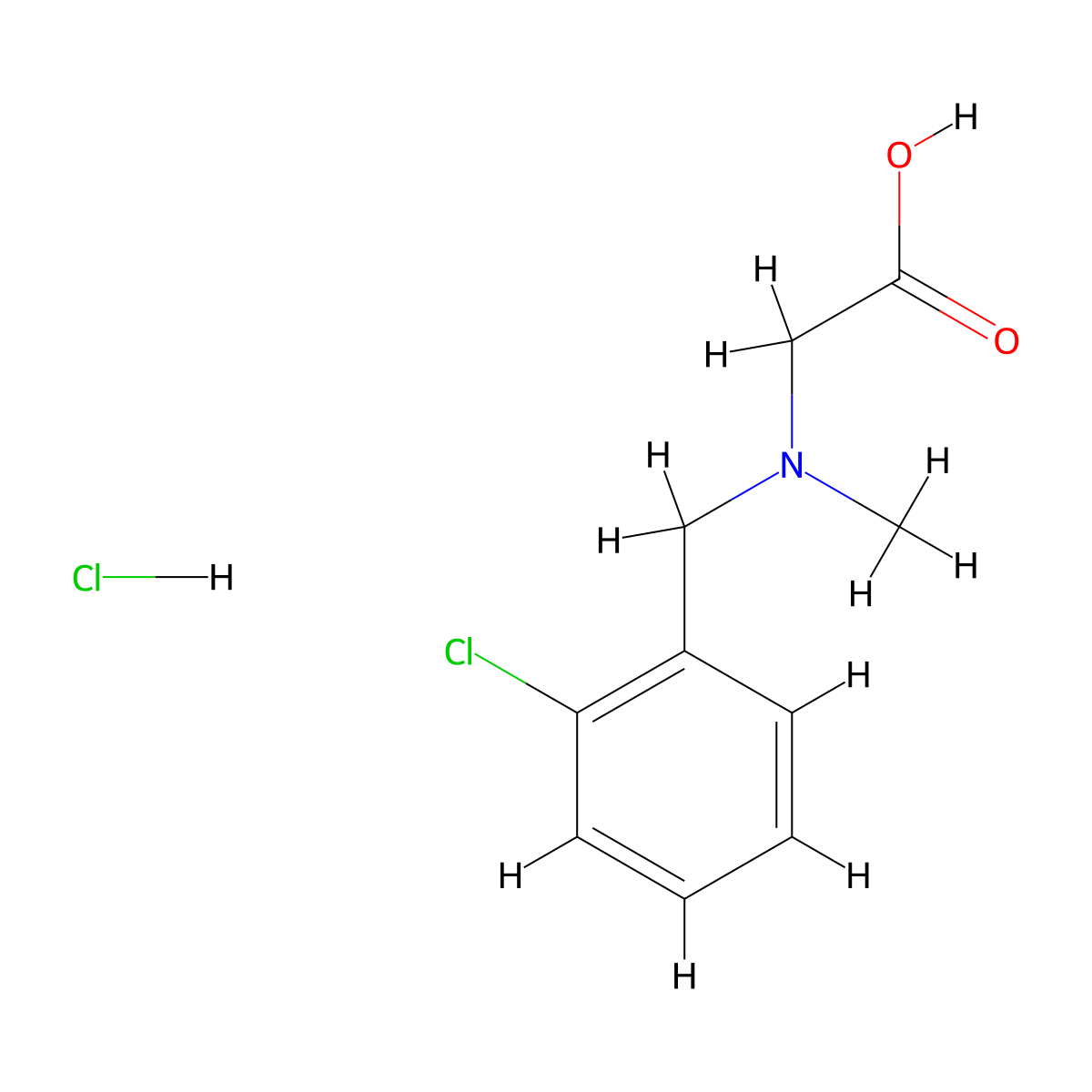 2-{[(2-Chlorophenyl)methyl](methyl)amino}acetic acid hydrochloride molecular structure, CAS 1572970-89-8