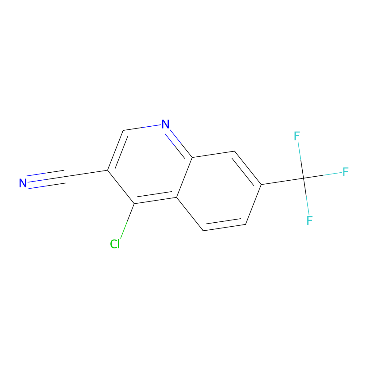 4-Chloro-7-(trifluoromethyl)quinoline-3-carbonitrile molecular structure, CAS 157301-81-0