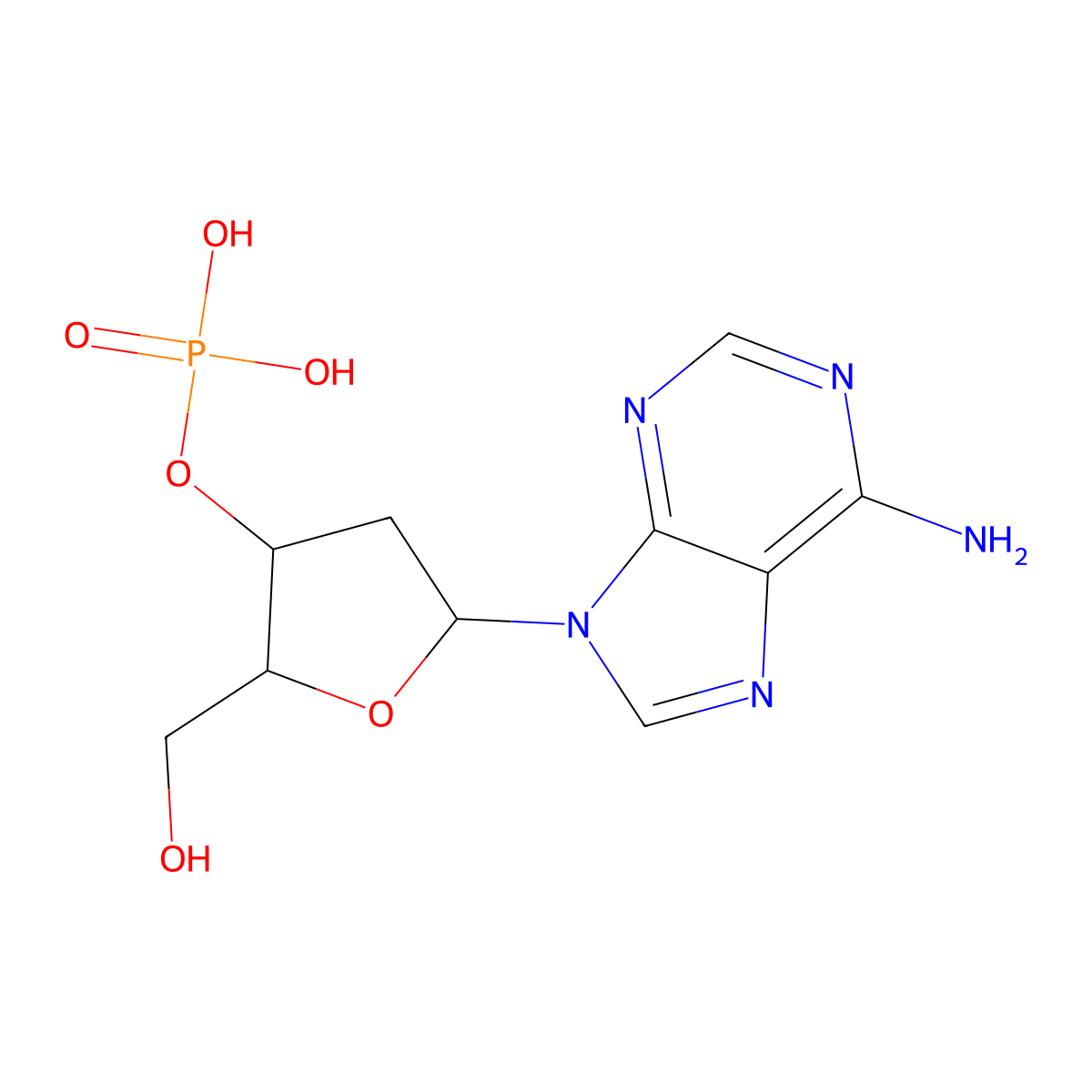 Deoxyadenosine 3'-monophosphate molecular structure, CAS 15731-72-3
