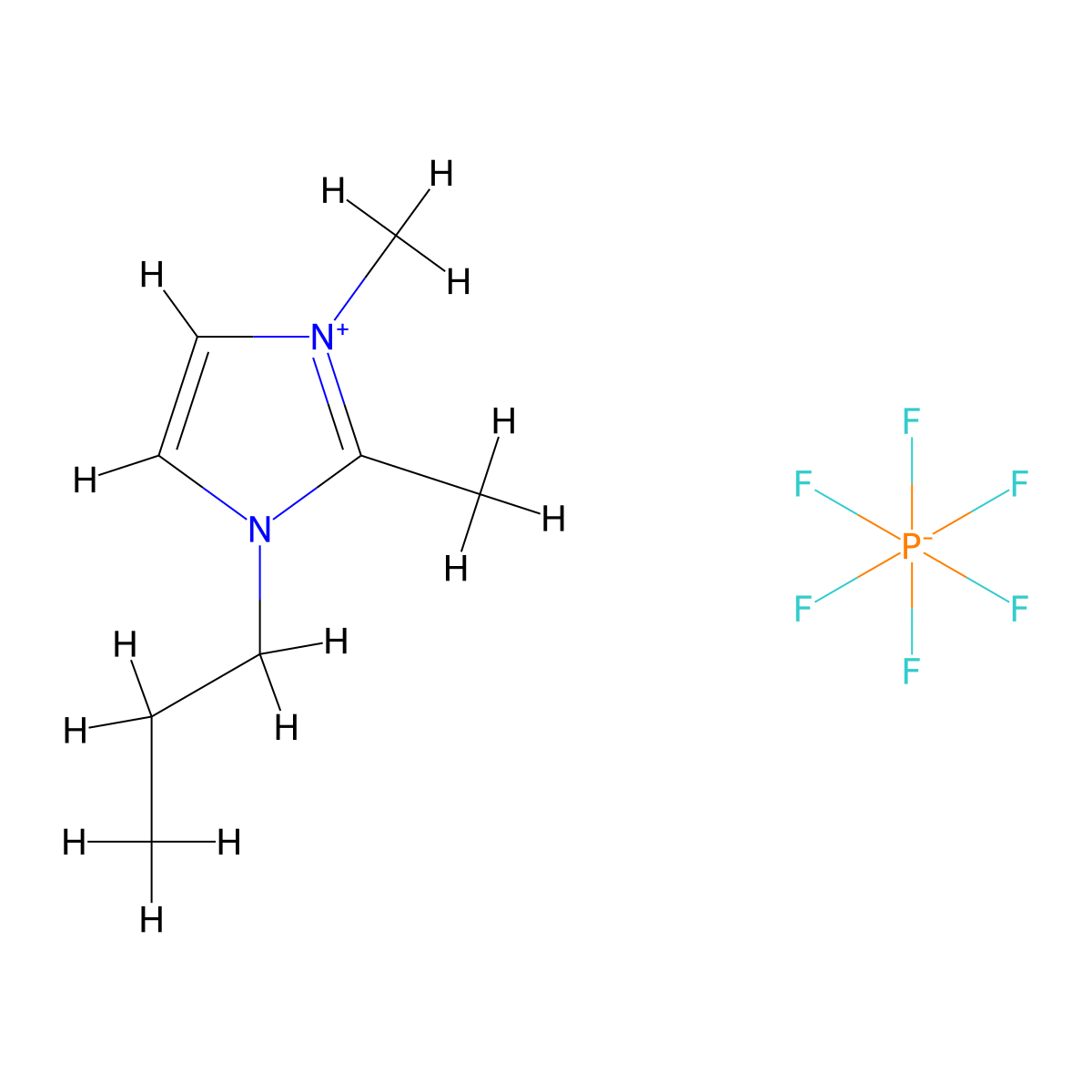 1-Propyl-2,3-dimethylimidazolium hexafluorophosphate molecular structure, CAS 157310-73-1