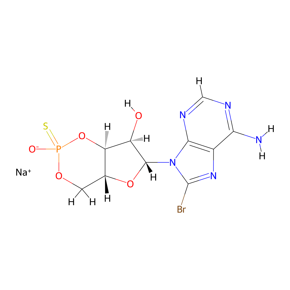 8-Bromoadenosine 3',5'-cyclic monophosphothiaoate, Sp-isomer sodium salt molecular structure, CAS 1573115-90-8