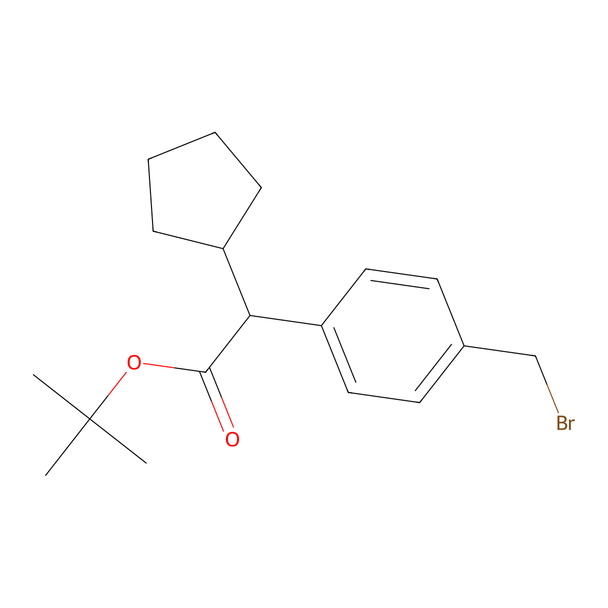 tert-Butyl 2-(4-(bromomethyl)phenyl)-2-cyclopentylacetate molecular structure, CAS 157312-16-8