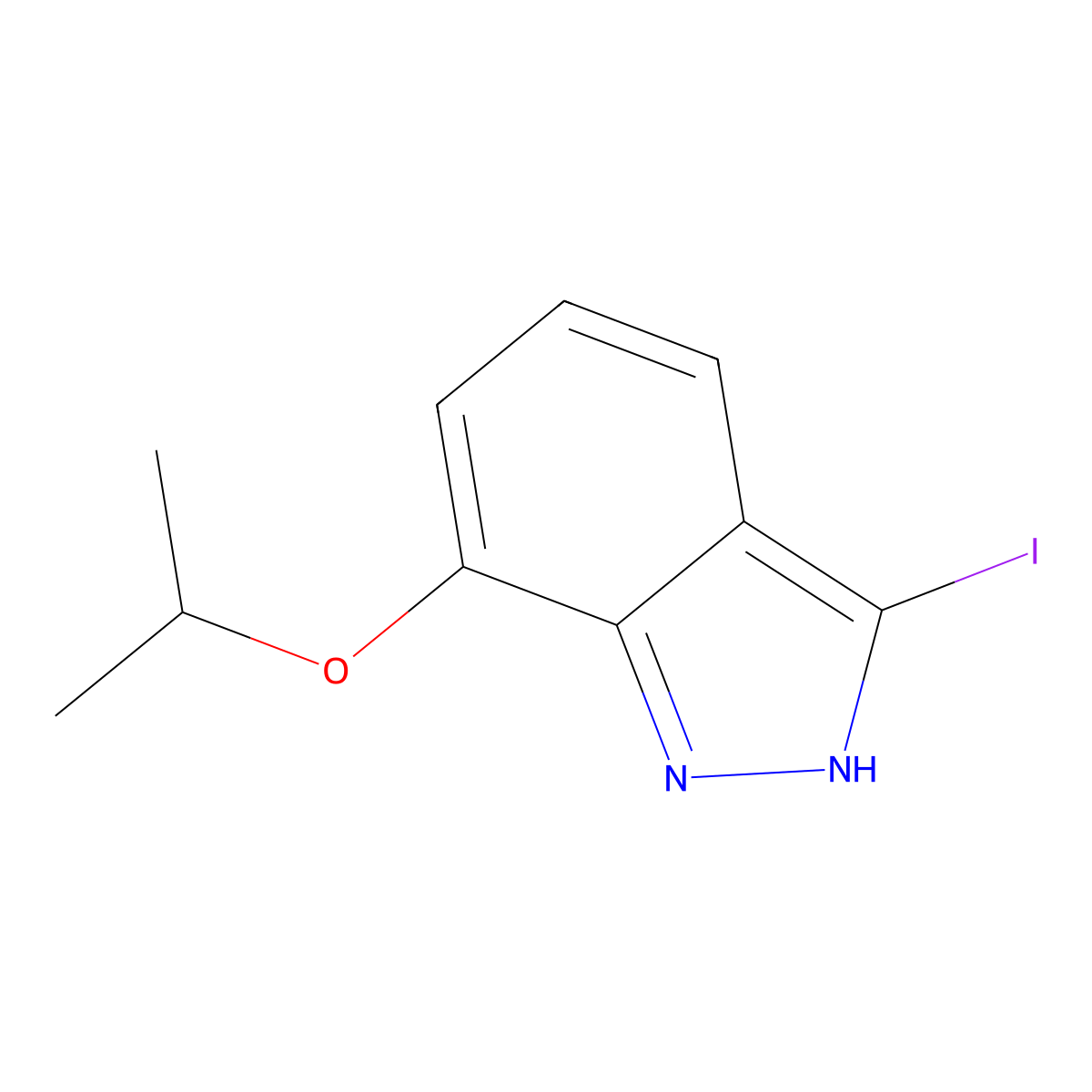 3-iodo-7-(propan-2-yloxy)-1H-indazole molecular structure, CAS 1573123-08-6