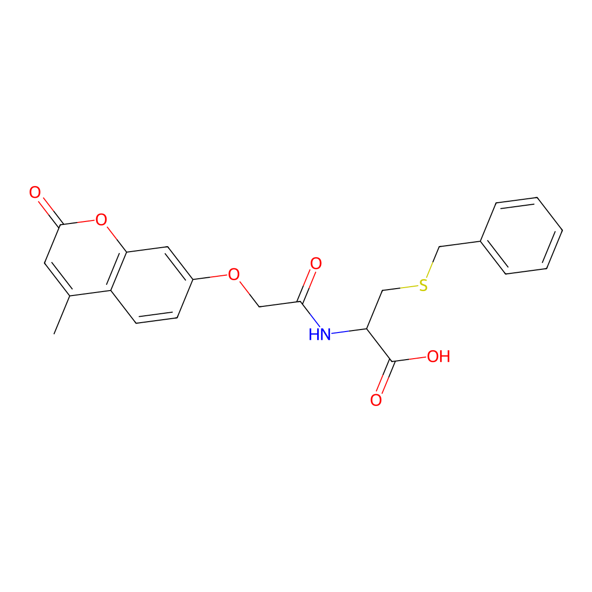 N-[2-[(4-Methyl-2-oxo-2H-1-benzopyran-7-yl)oxy]acetyl]-S-(phenylmethyl)-D-cysteine molecular structure, CAS 1573150-21-6