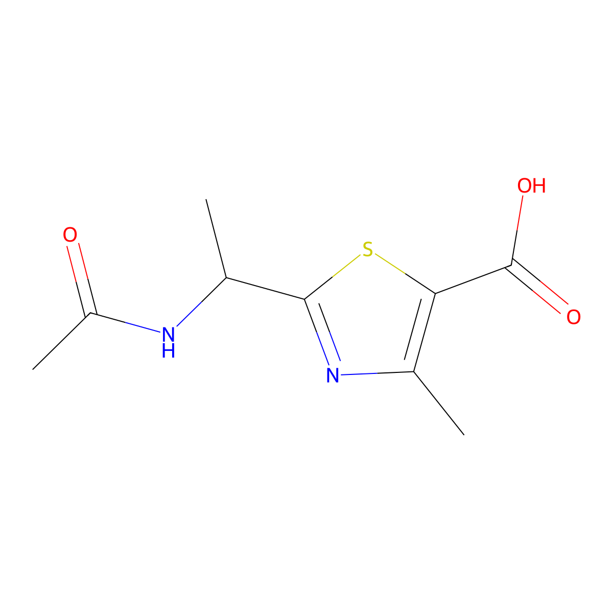 2-(1-Acetamidoethyl)-4-methyl-1,3-thiazole-5-carboxylic acid molecular structure, CAS 1573166-55-8