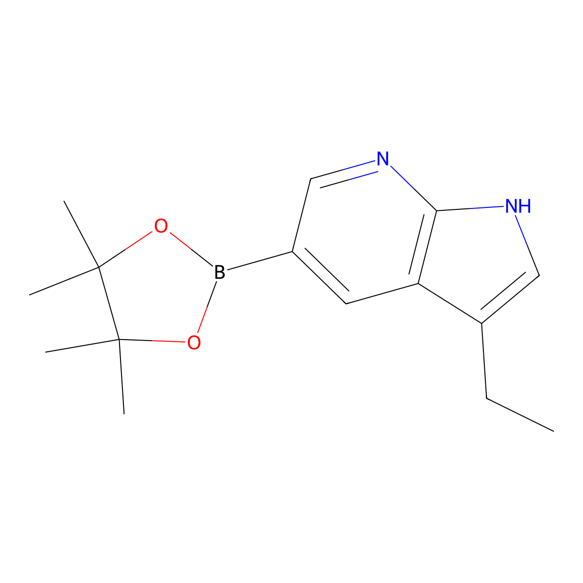 3-ethyl-5-(4,4,5,5-tetramethyl-1,3,2-dioxaborolan-2-yl)-1H-pyrrolo[2,3-b]pyridine molecular structure, CAS 1573171-45-5