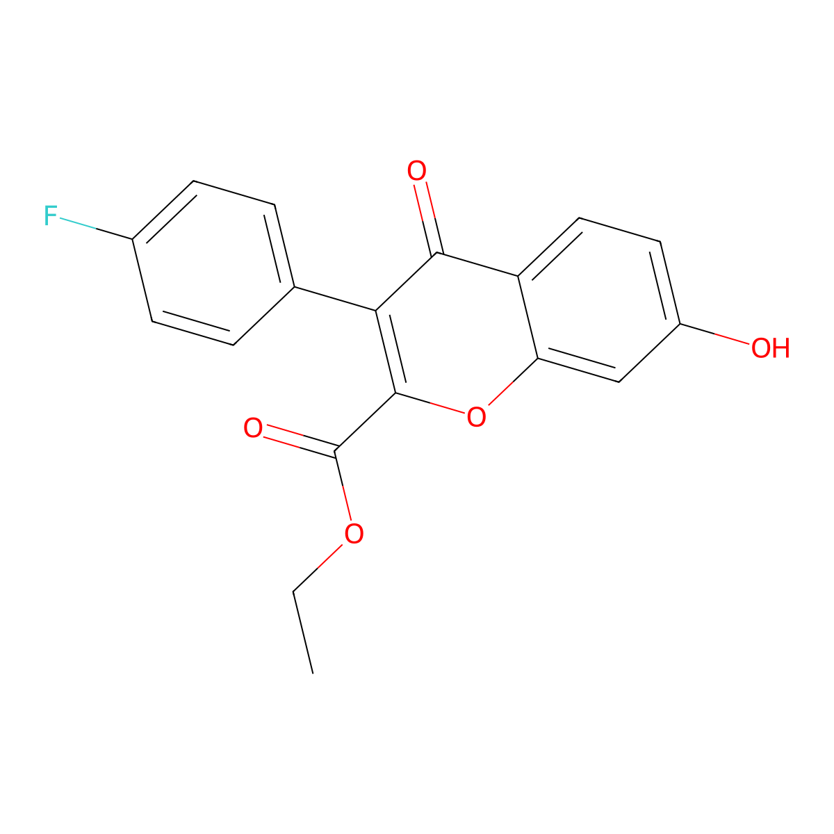 ethyl 3-(4-fluorophenyl)-7-hydroxy-4-oxo-4H-chromene-2-carboxylate molecular structure, CAS 15732-44-2