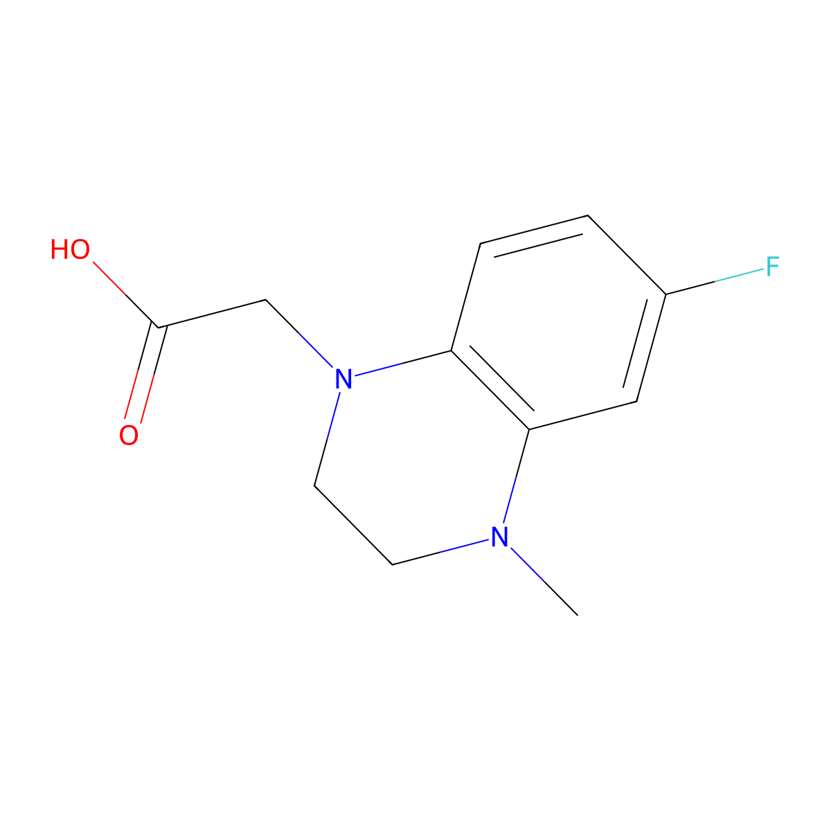 2-(6-Fluoro-4-methyl-1,2,3,4-tetrahydroquinoxalin-1-yl)acetic acid molecular structure, CAS 1573253-02-7