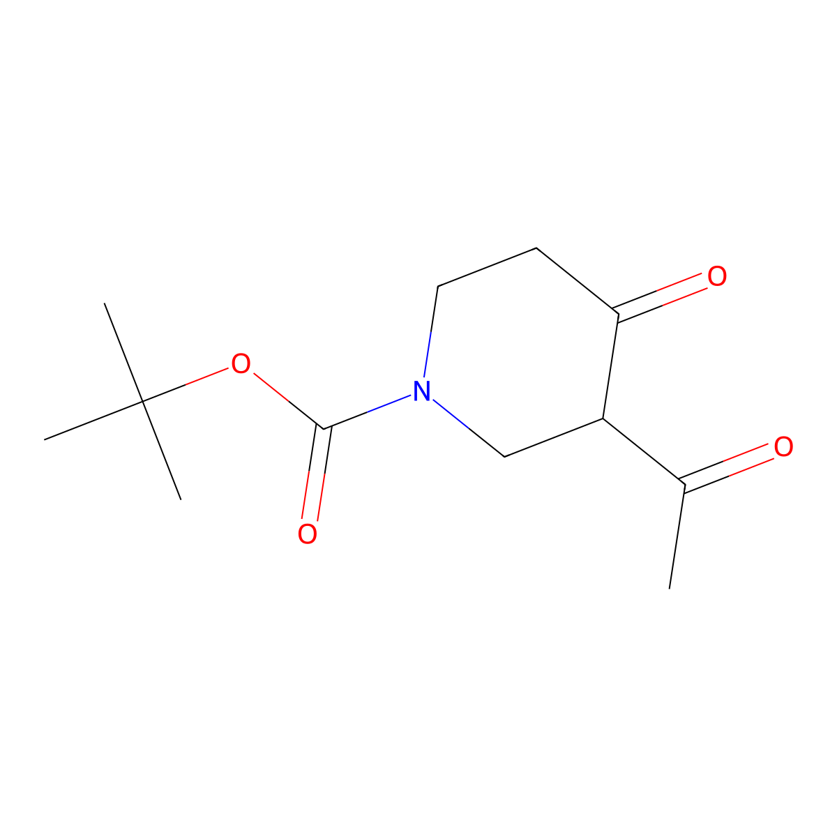 Tert-butyl 3-acetyl-4-oxopiperidine-1-carboxylate molecular structure, CAS 157327-43-0