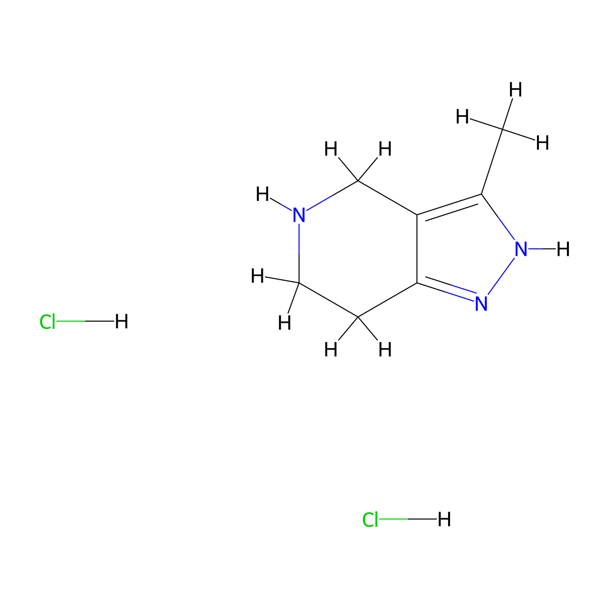 3-Methyl-4,5,6,7-tetrahydro-1H-pyrazolo[4,3-c]pyridine dihydrochloride molecular structure, CAS 157327-46-3