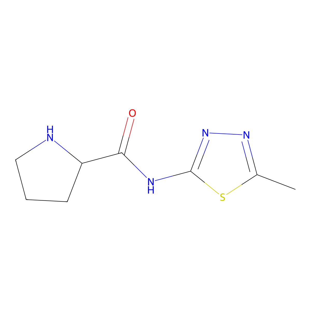 N-(5-methyl-1,3,4-thiadiazol-2-yl)prolinamide molecular structure, CAS 1573547-10-0