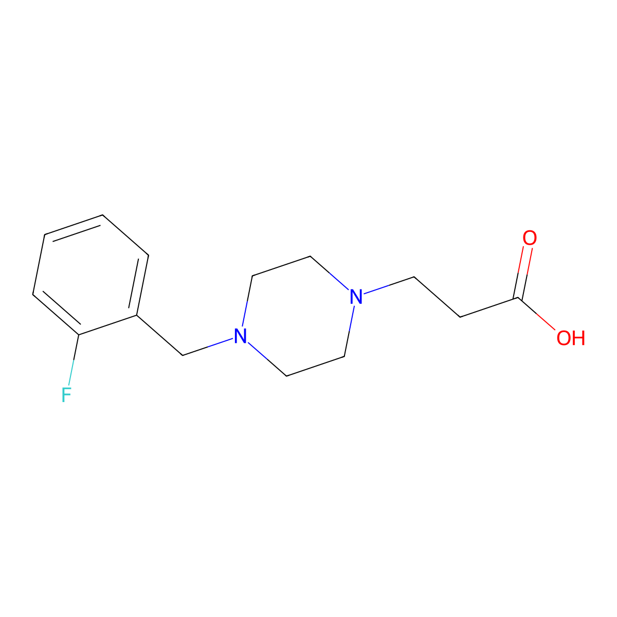 3-[4-(2-Fluorobenzyl)piperazin-1-yl]propanoic acid molecular structure, CAS 1573547-14-4