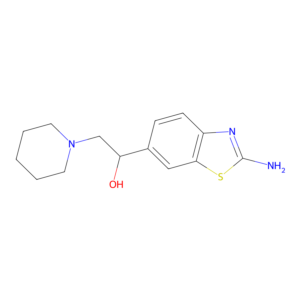 1-(2-Aminobenzo[d]thiazol-6-yl)-2-(piperidin-1-yl)ethanol molecular structure, CAS 1573547-15-5