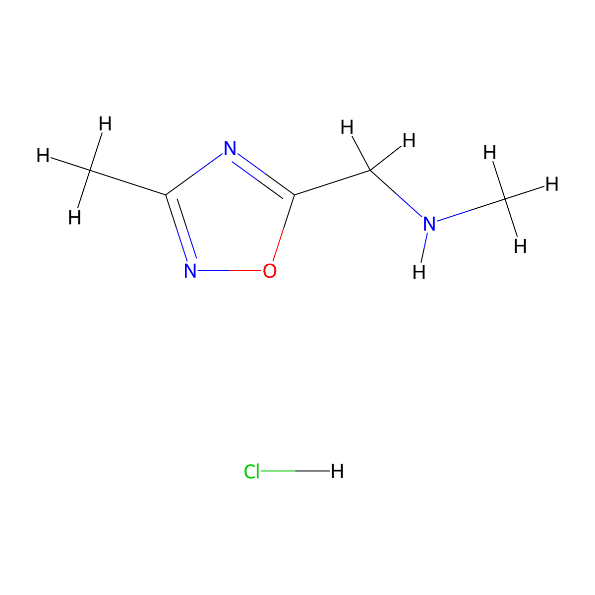 Methyl((3-methyl-1,2,4-oxadiazol-5-yl)methyl)amine hydrochloride molecular structure, CAS 1573547-16-6