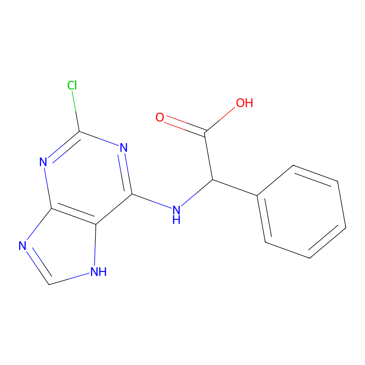 (S)-2-((2-chloro-9H-purin-6-yl)amino)-2-phenylacetic acid molecular structure, CAS 1573547-20-2