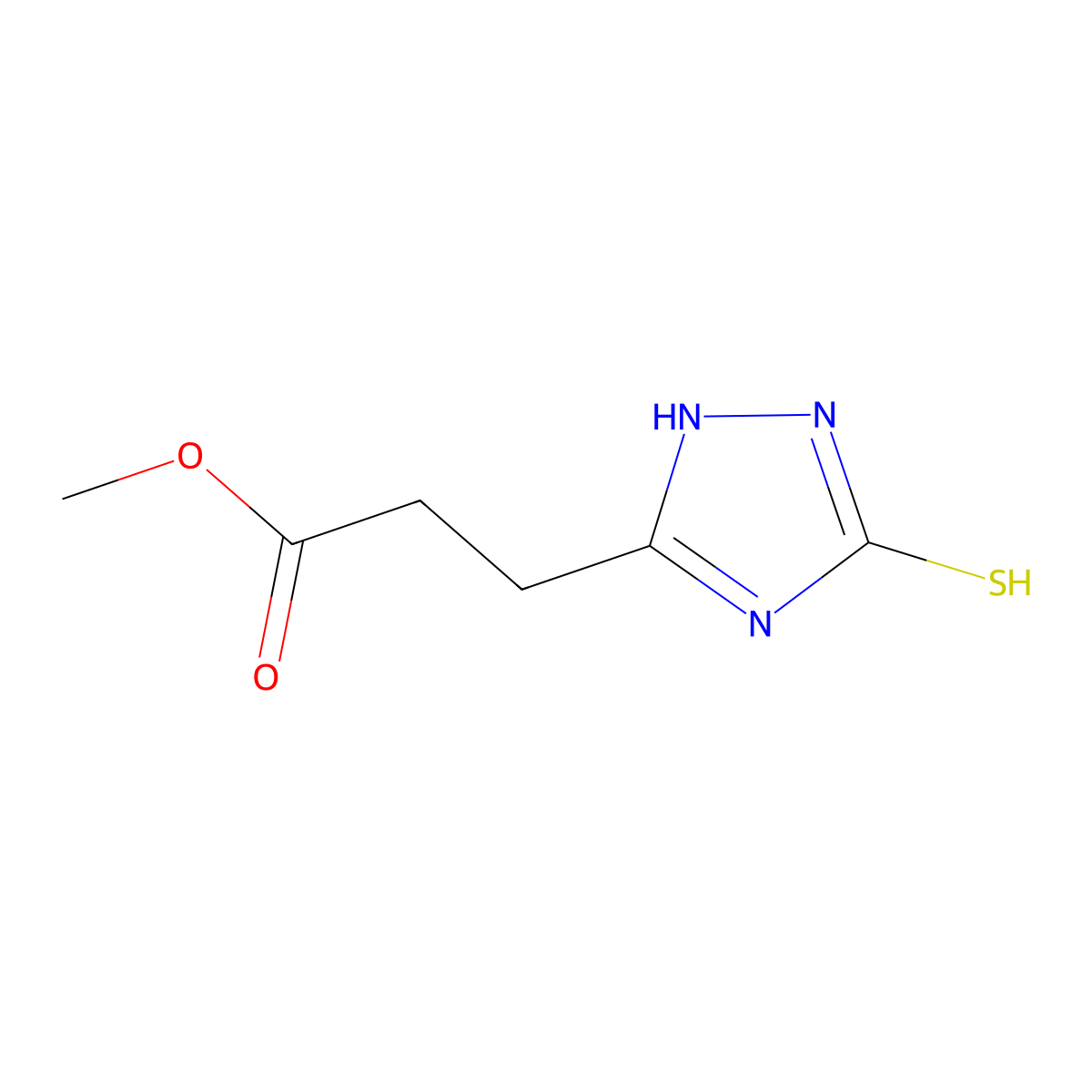 methyl 3-(3-mercapto-1H-1,2,4-triazol-5-yl)propanoate molecular structure, CAS 1573547-21-3