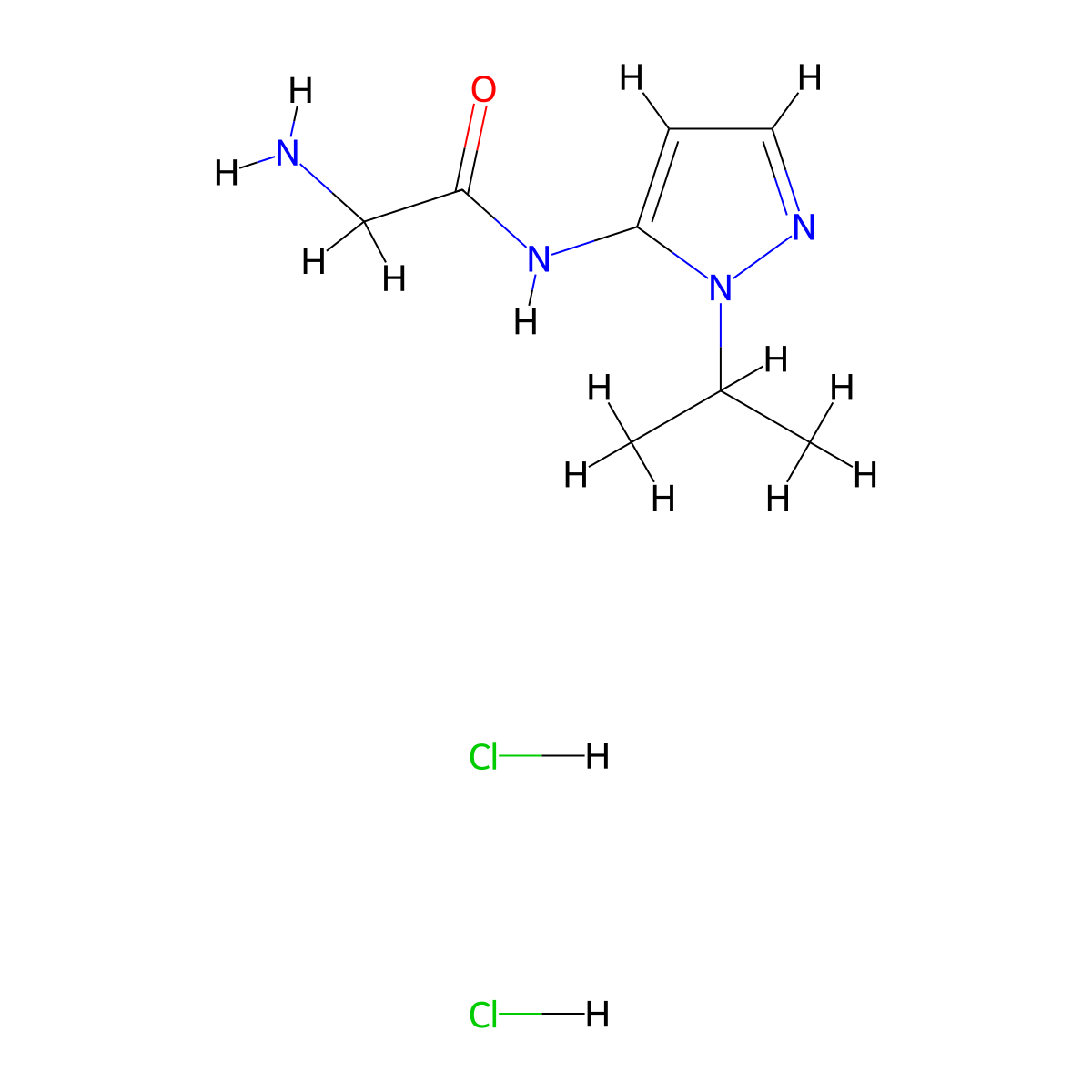 2-amino-N-(1-isopropyl-1H-pyrazol-5-yl)acetamide dihydrochloride molecular structure, CAS 1573547-23-5