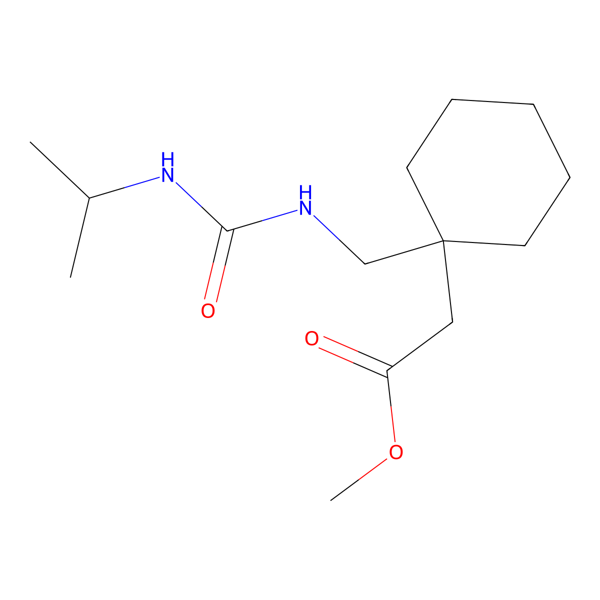 Methyl (1-{[(propan-2-ylcarbamoyl)amino]methyl}cyclohexyl)acetate molecular structure, CAS 1573547-31-5