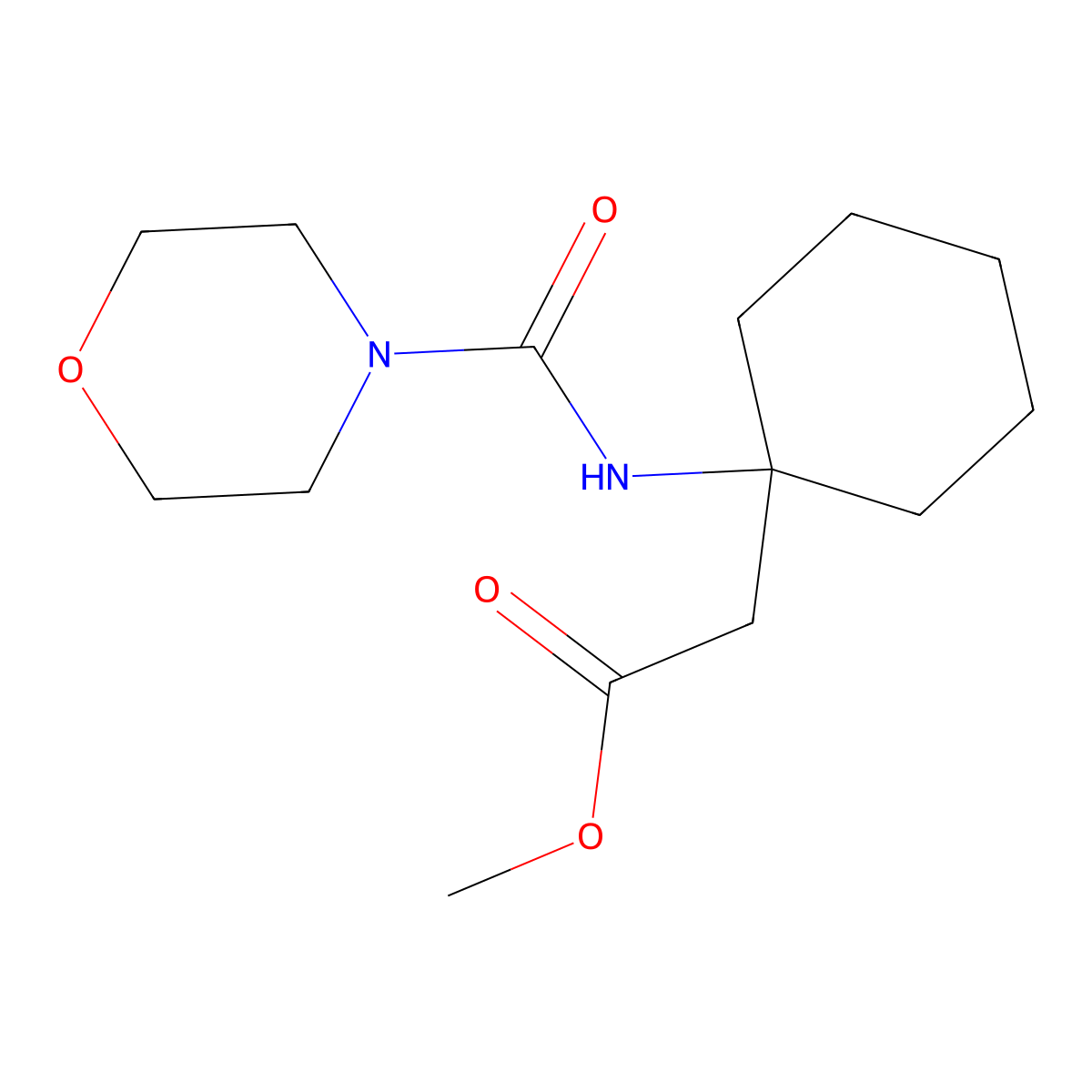 Methyl 2-(1-(morpholine-4-carboxamido)cyclohexyl)acetate molecular structure, CAS 1573547-40-6