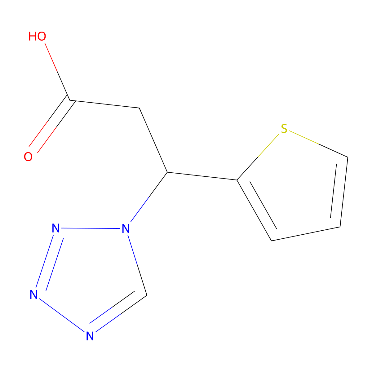3-(1H-Tetrazol-1-yl)-3-(2-thienyl)propanoic acid molecular structure, CAS 1573547-50-8