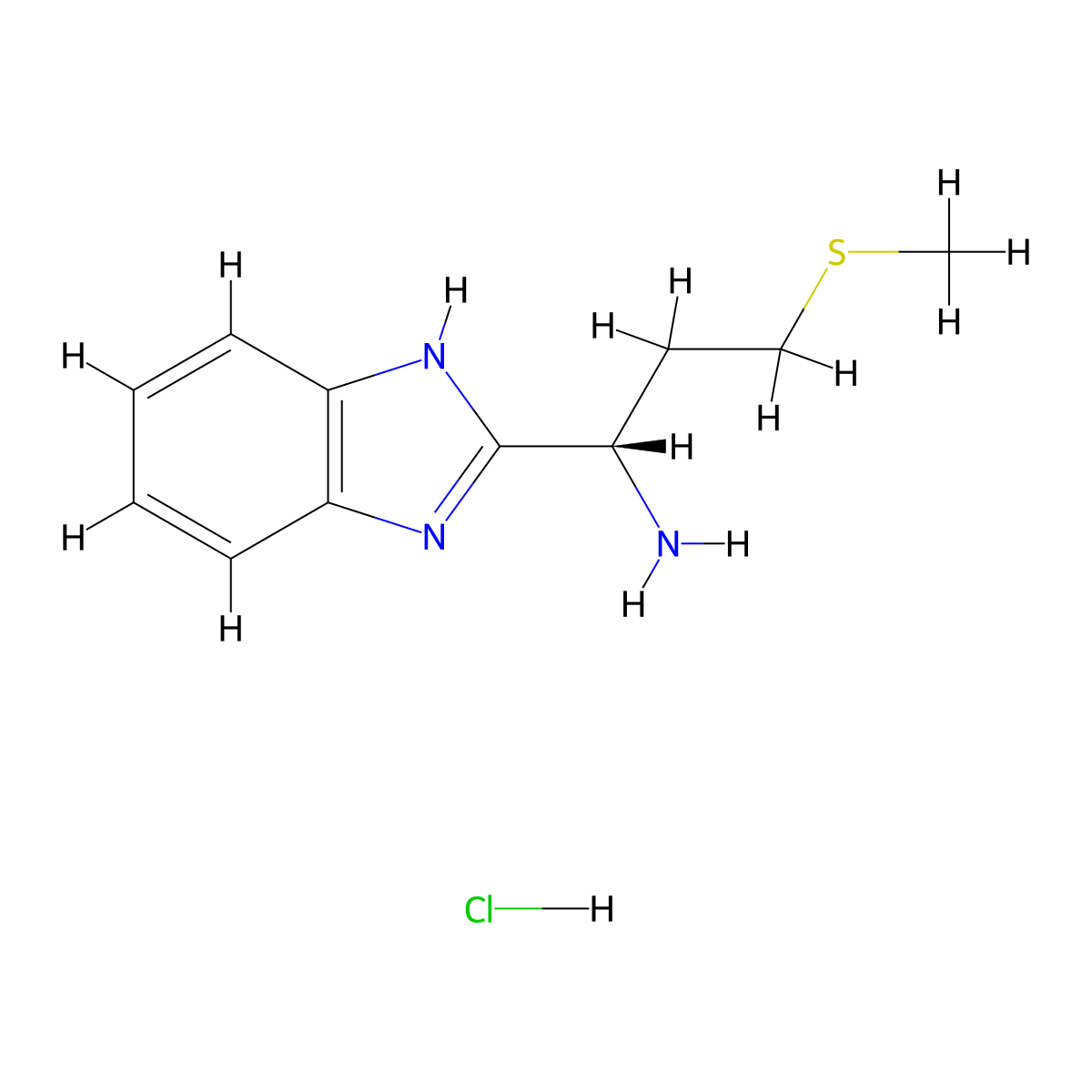 (1S)-1-(1H-1,3-Benzodiazol-2-YL)-3-(methylsulfanyl)propan-1-amine hydrochloride molecular structure, CAS 1573547-63-3