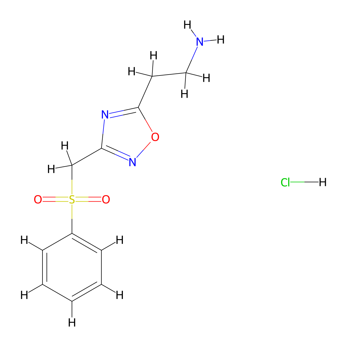 2-(3-((Phenylsulfonyl)methyl)-1,2,4-oxadiazol-5-yl)ethanamine hydrochloride molecular structure, CAS 1573547-64-4